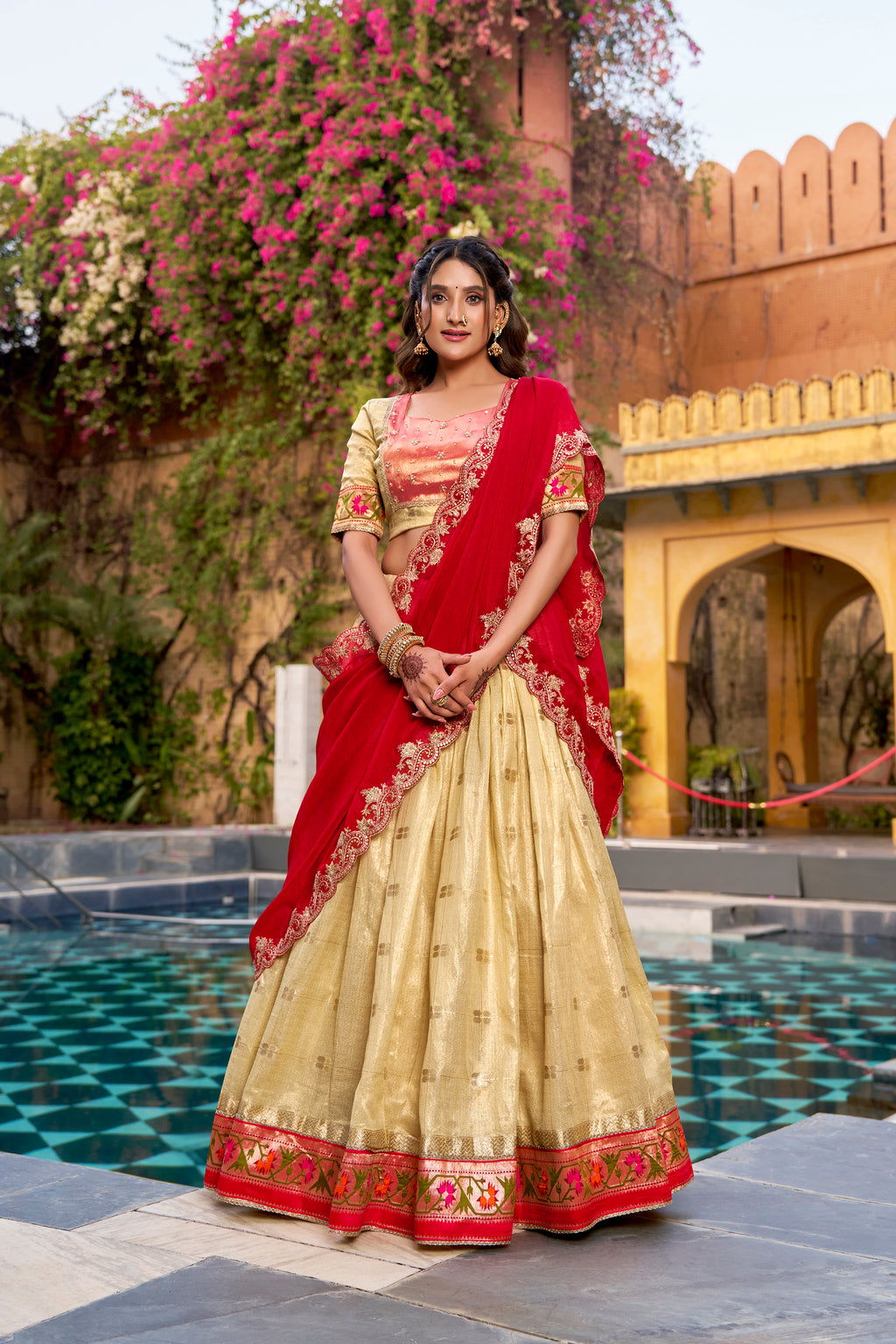 Slub Kota Zari Weaving Lehenga With Dupatta