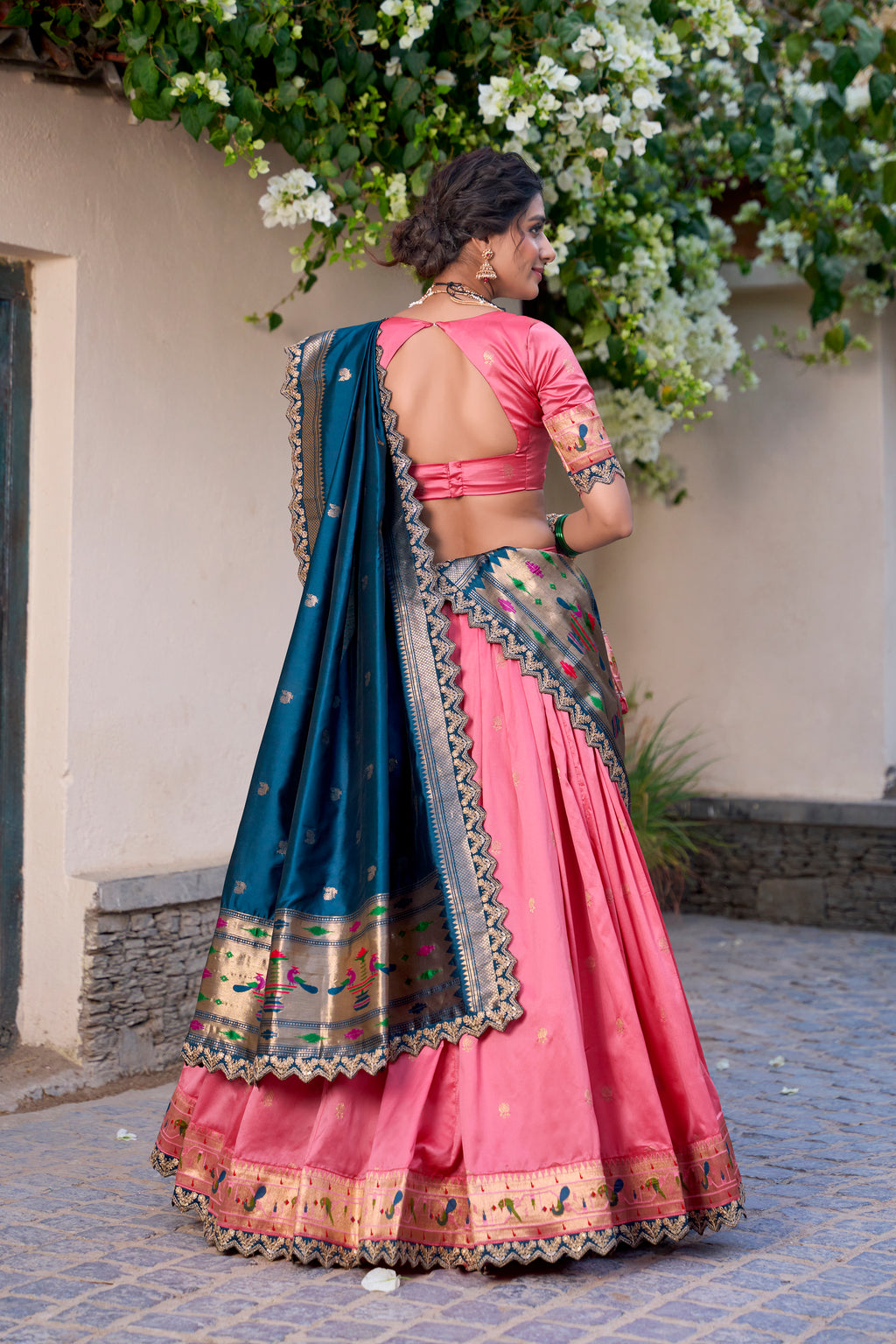 Paithani Thread Embroidered Lehenga With Dupatta