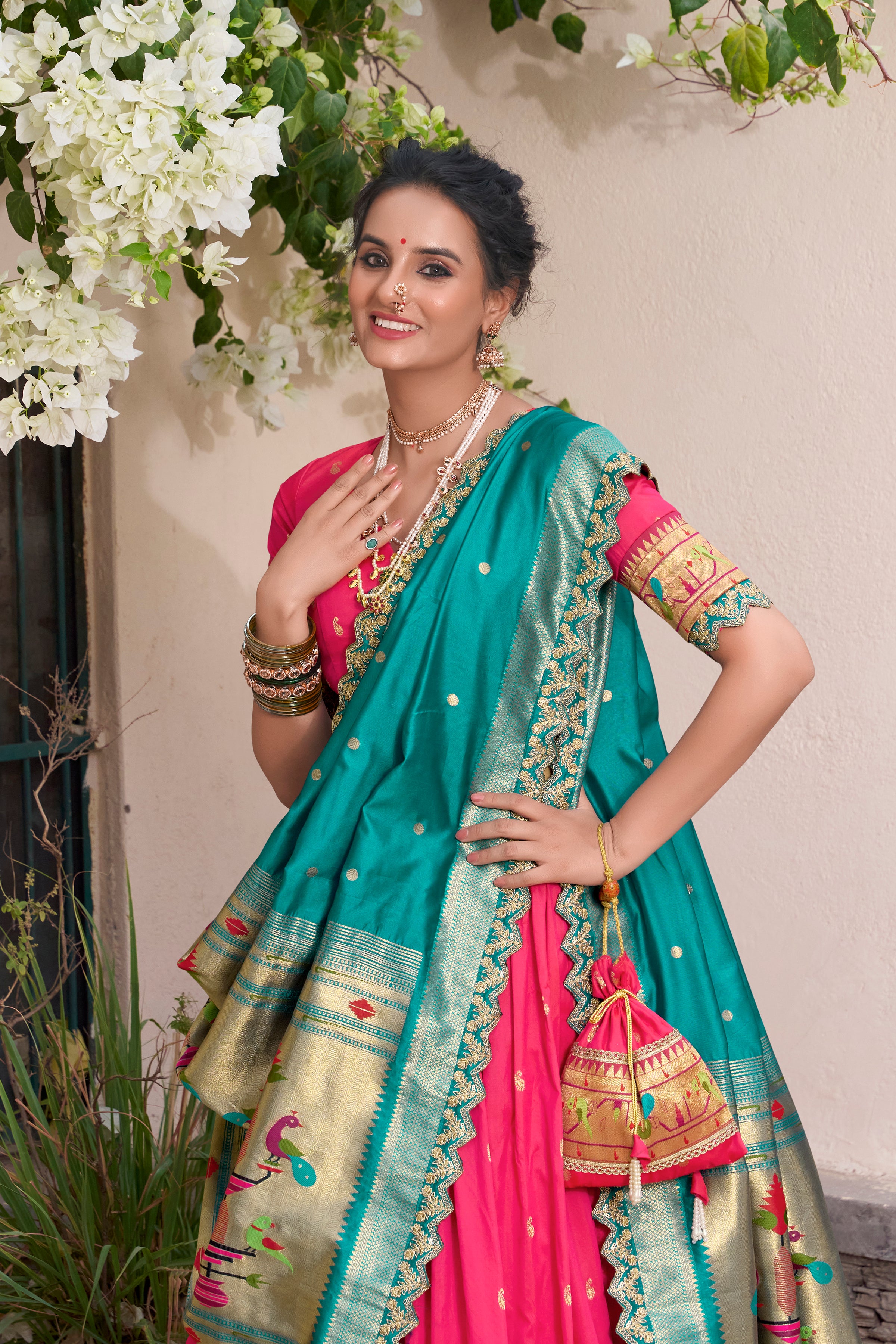 Paithani Thread Embroidered Lehenga With Dupatta