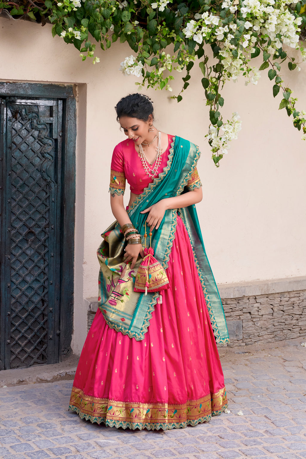 Paithani Thread Embroidered Lehenga With Dupatta