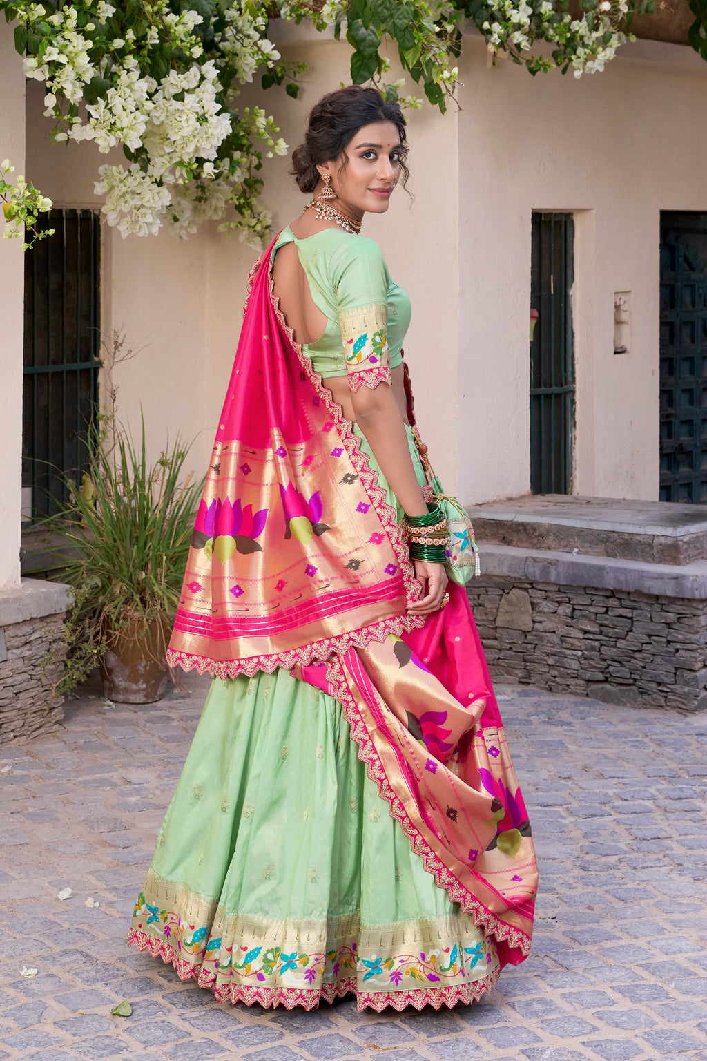 Paithani Thread Embroidered Lehenga With Dupatta