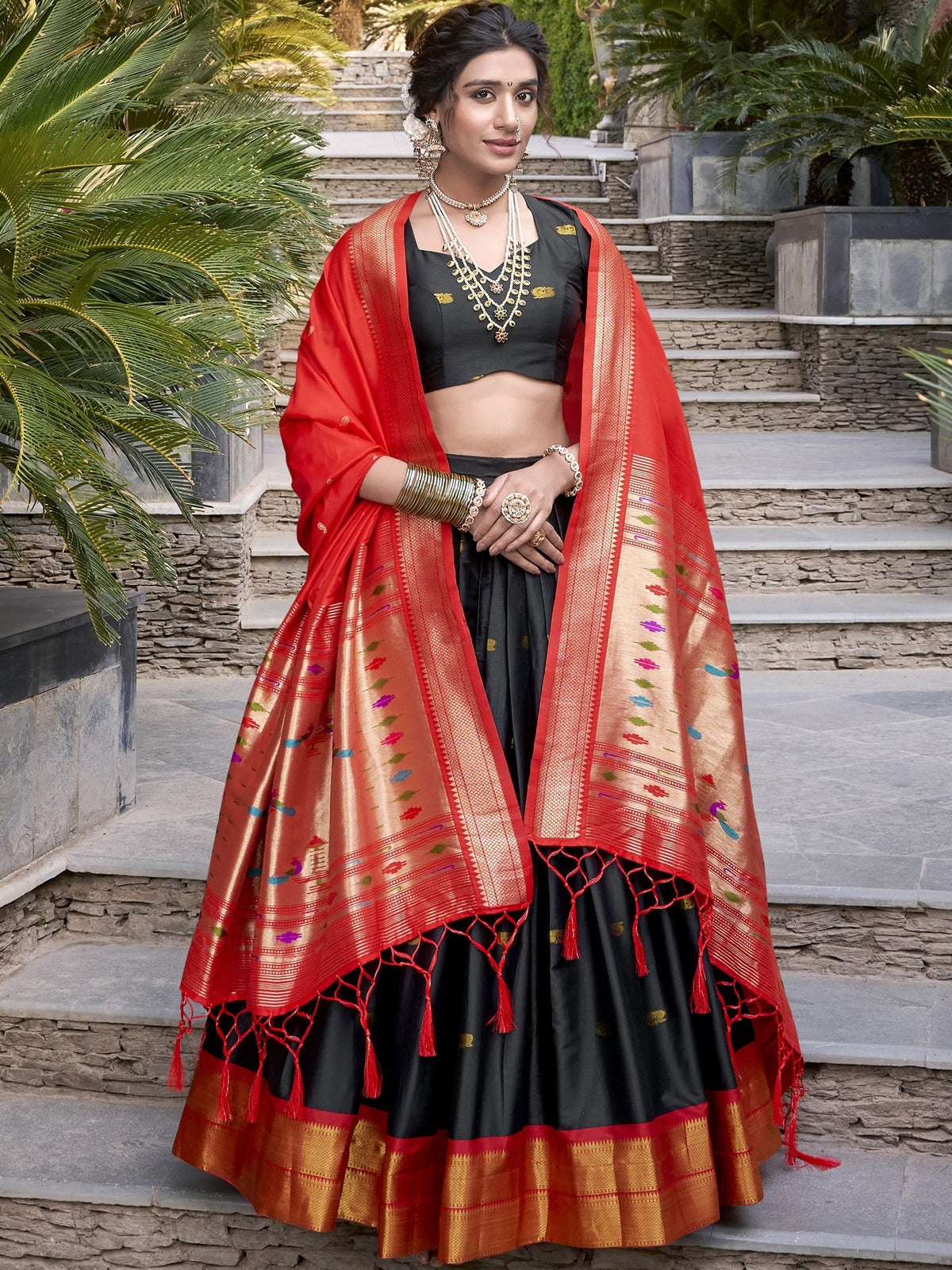 Paithani Zari Weaving Lehenga With Dupatta