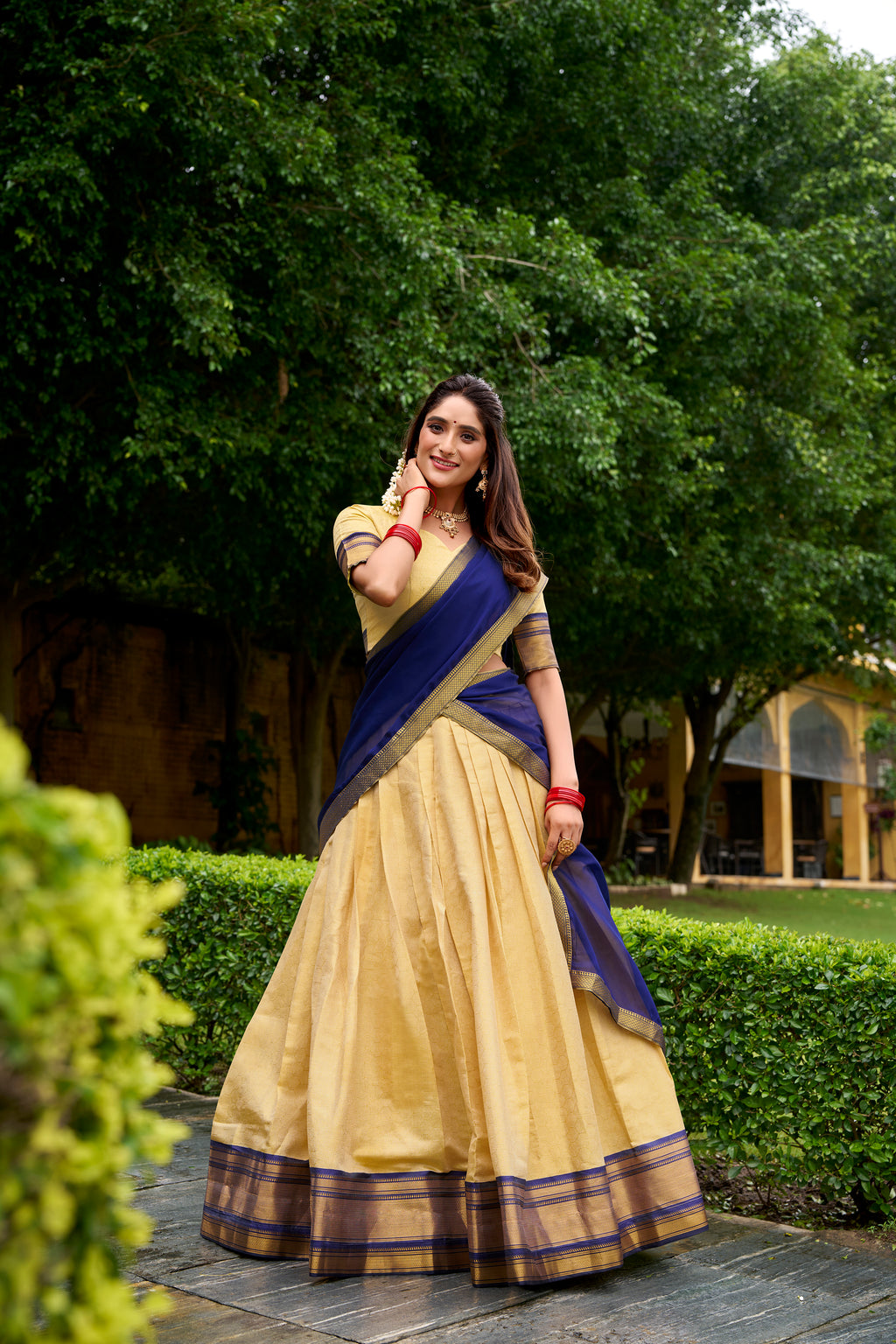 Kanchipuram Zari Weaving Lehenga With Dupatta