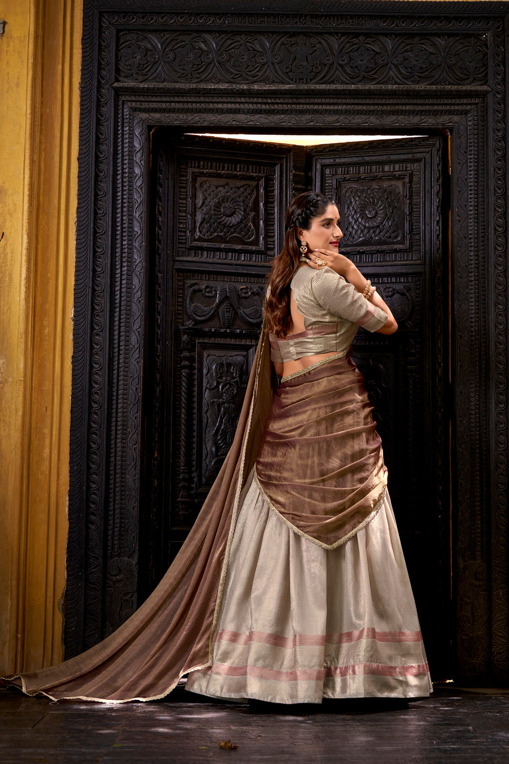 Dupion Silk Zari Weaving Lehenga With Dupatta