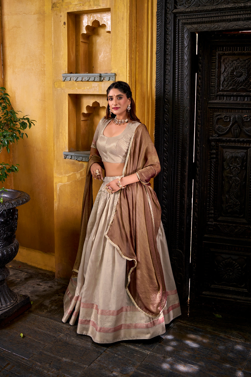 Dupion Silk Zari Weaving Lehenga With Dupatta
