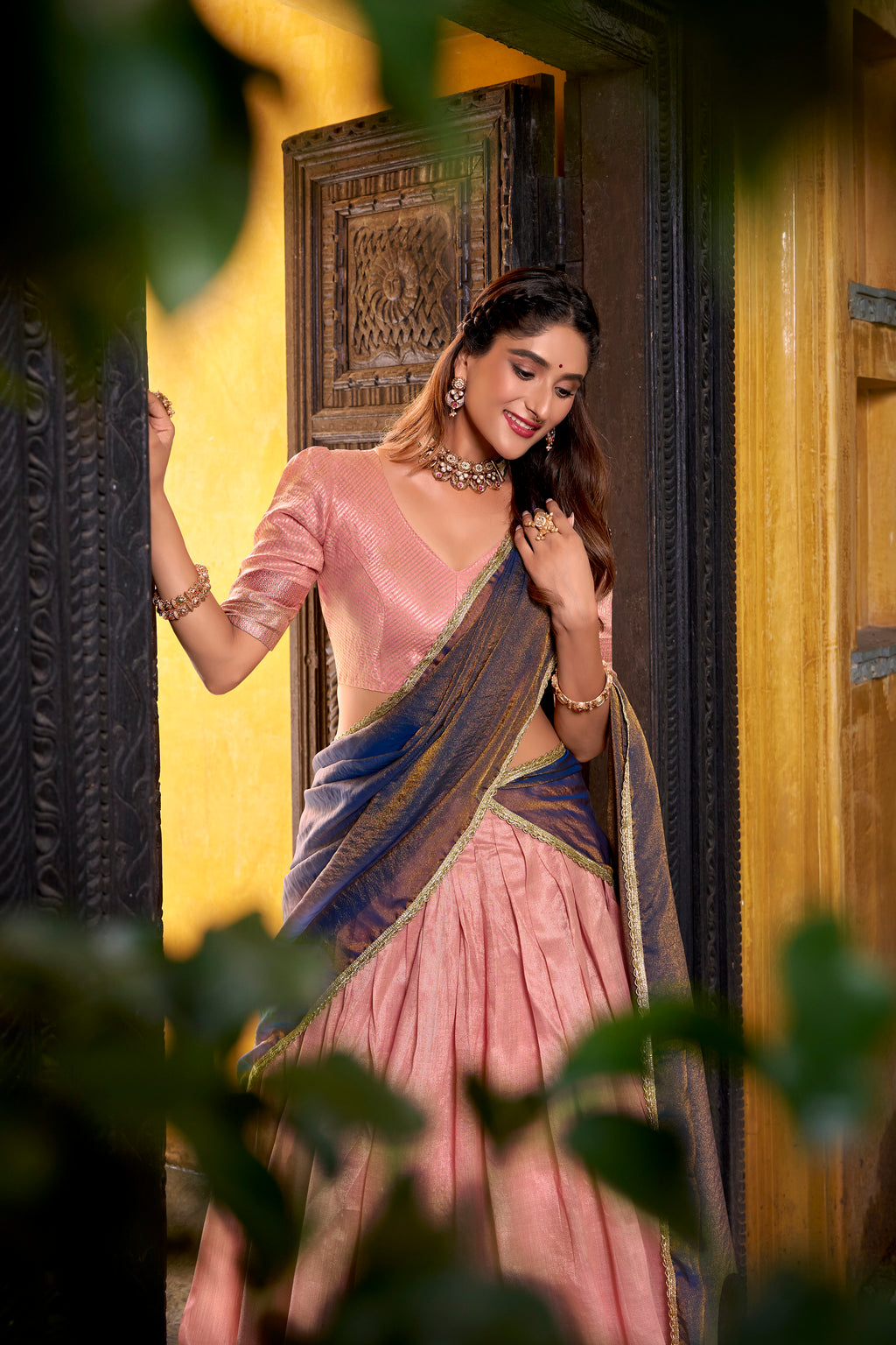 Dupion Silk Zari Weaving Lehenga With Dupatta