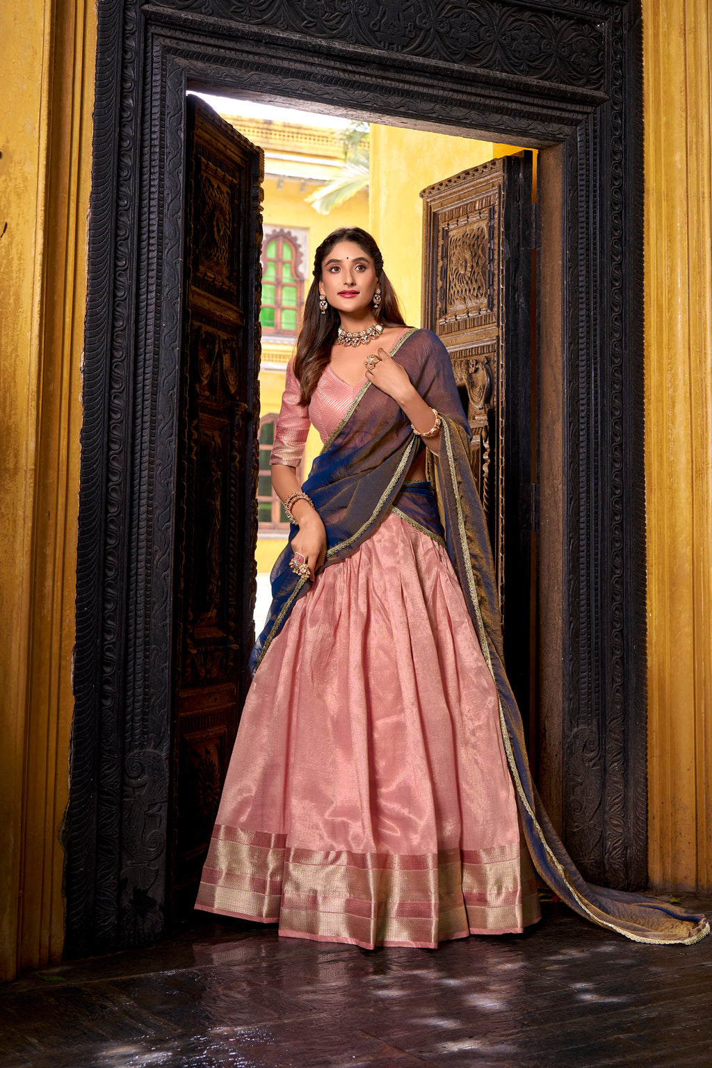Dupion Silk Zari Weaving Lehenga With Dupatta