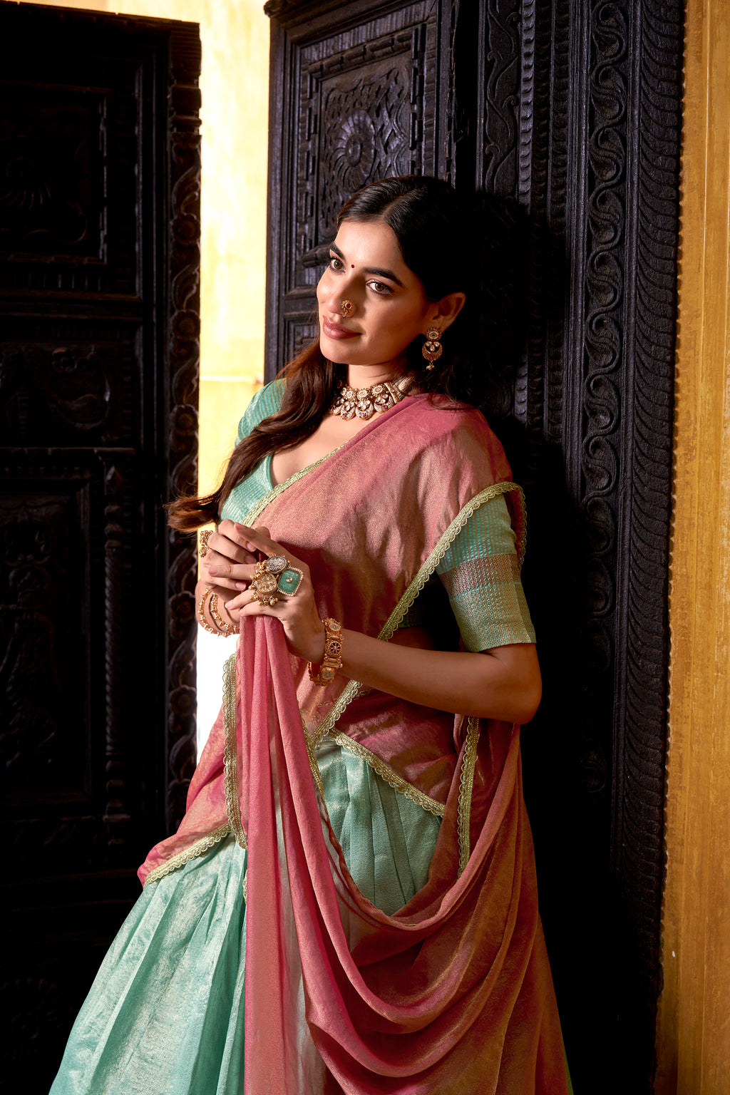 Dupion Silk Zari Weaving Lehenga With Dupatta