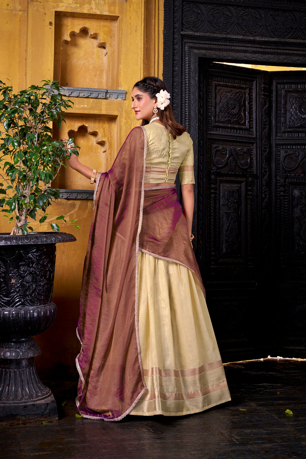 Dupion Silk Zari Weaving Lehenga With Dupatta