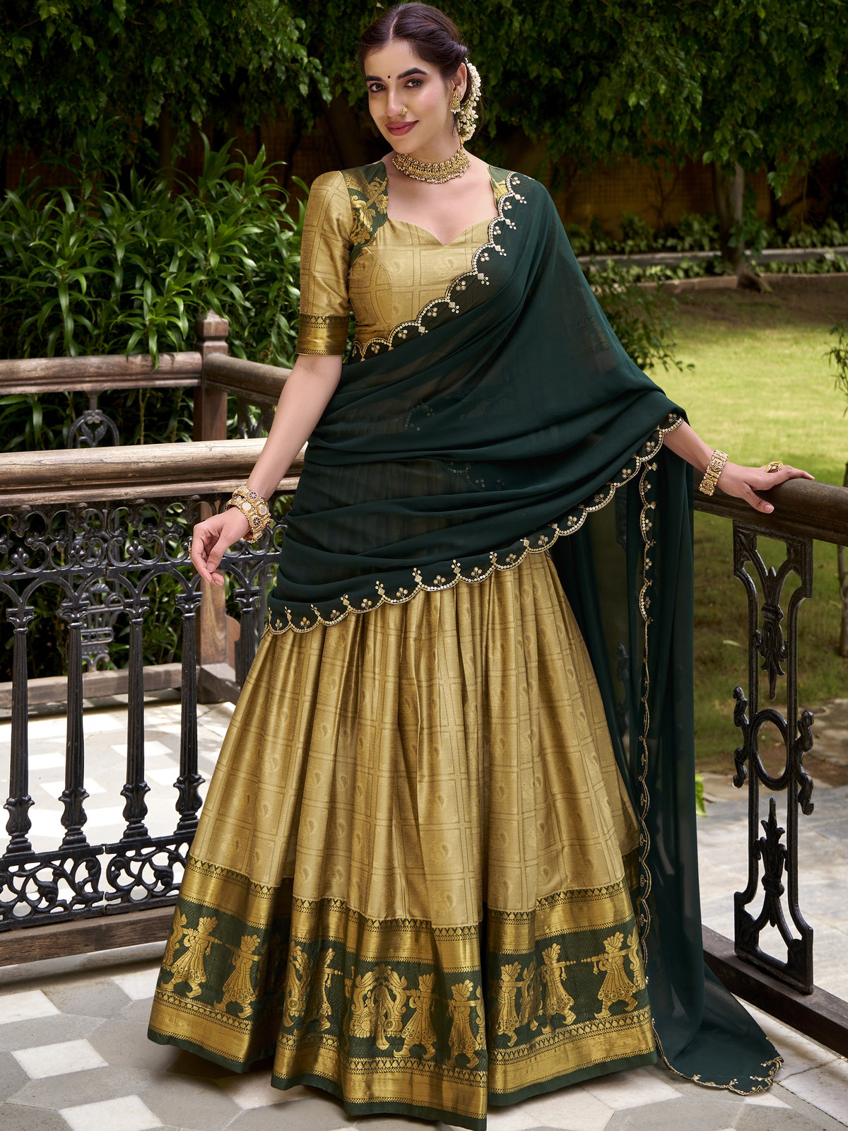 Cotton Zari Weaving Lehenga With Dupatta