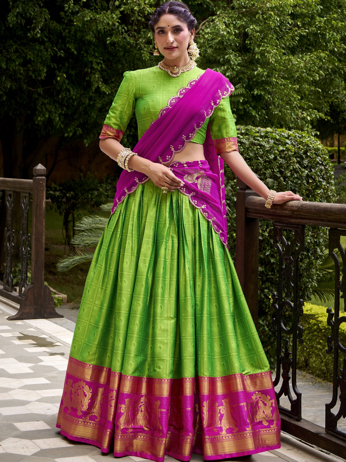 Cotton Zari Weaving Lehenga With Dupatta