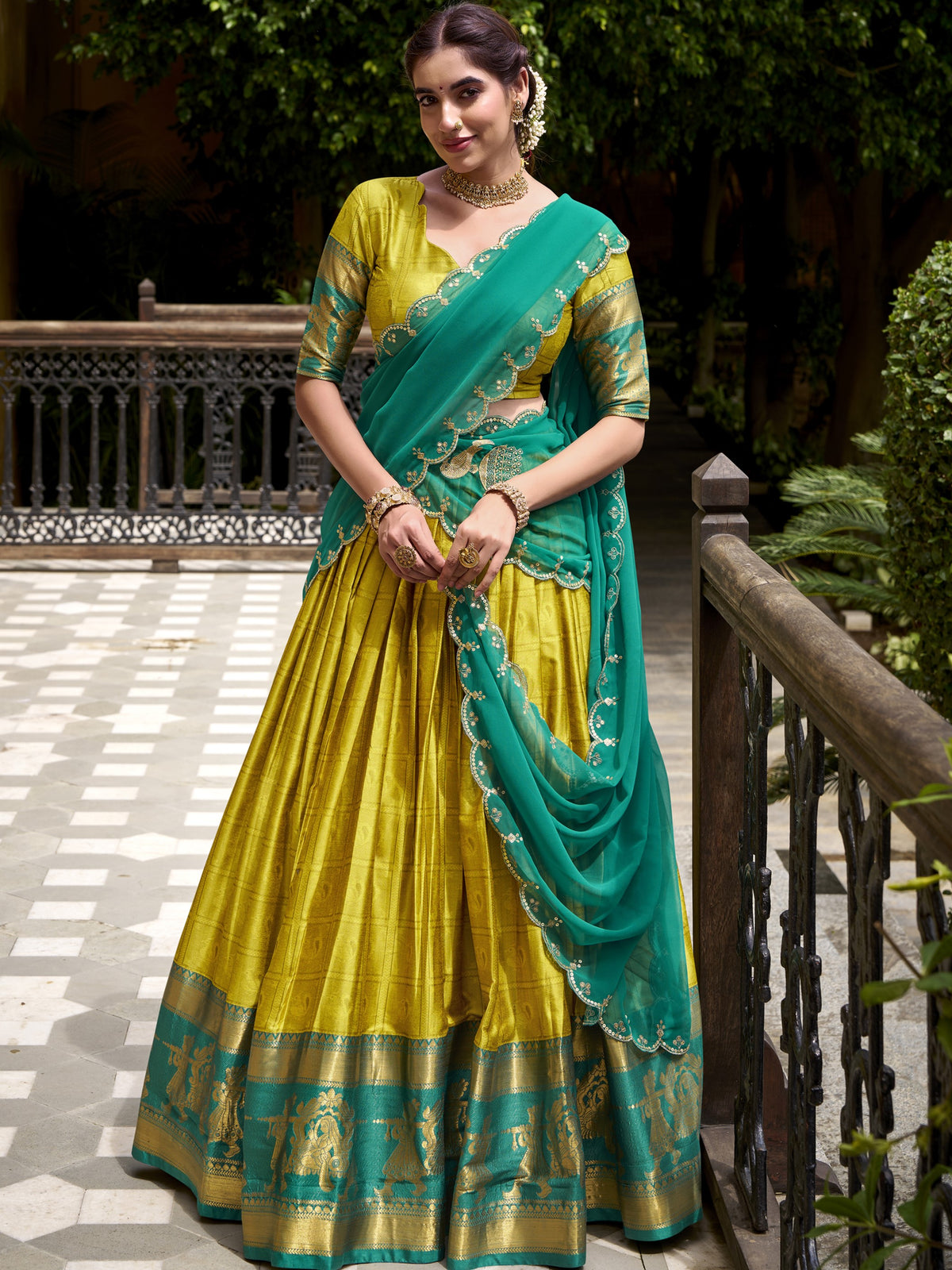 Cotton Zari Weaving Lehenga With Dupatta