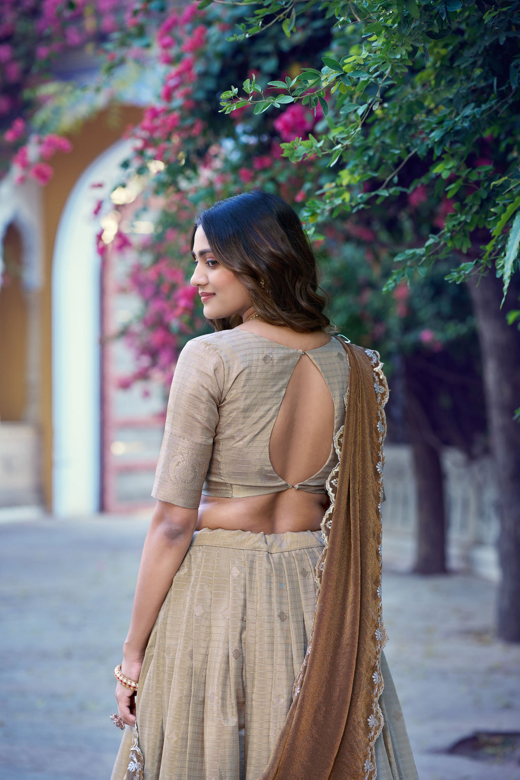 Chinon Chex Zari Weaving Lehenga With Dupatta