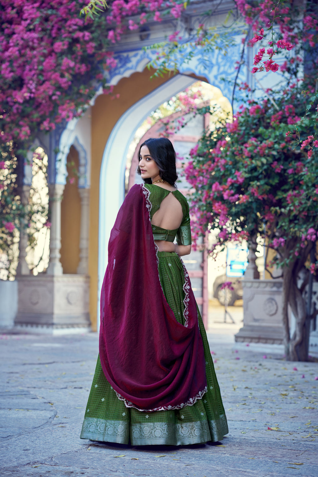 Chinon Chex Zari Weaving Lehenga With Dupatta