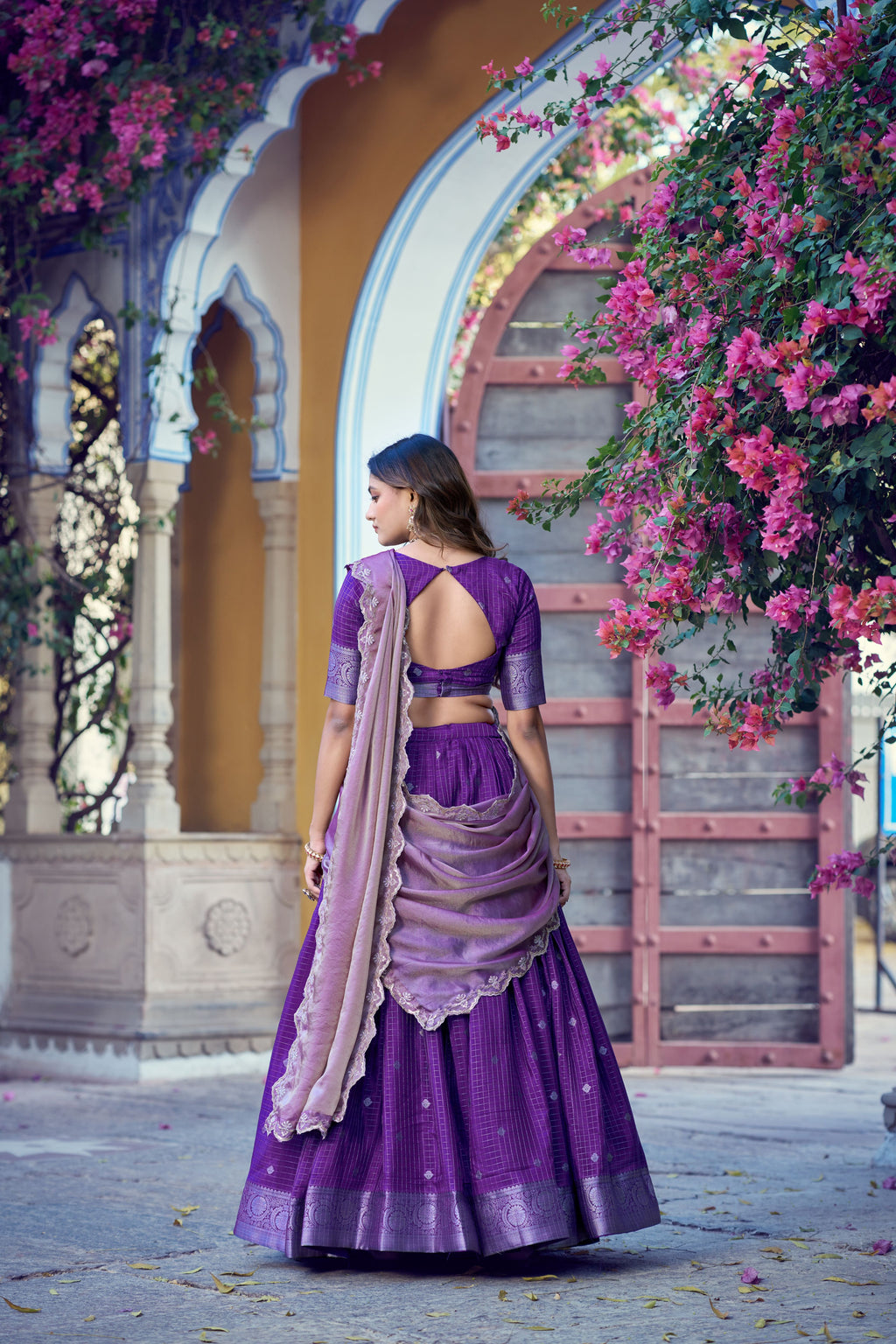 Chinon Chex Zari Weaving Lehenga With Dupatta