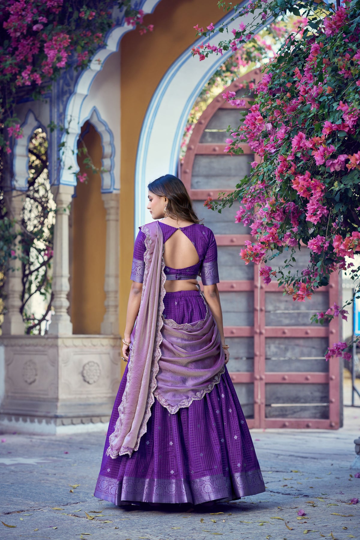 Chinon Chex Zari Weaving Lehenga With Dupatta