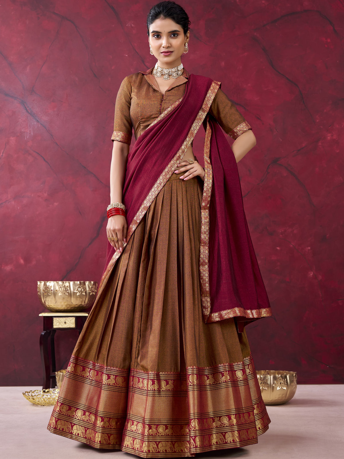 Narayan Pattu Zari Weaving Lehenga With Dupatta