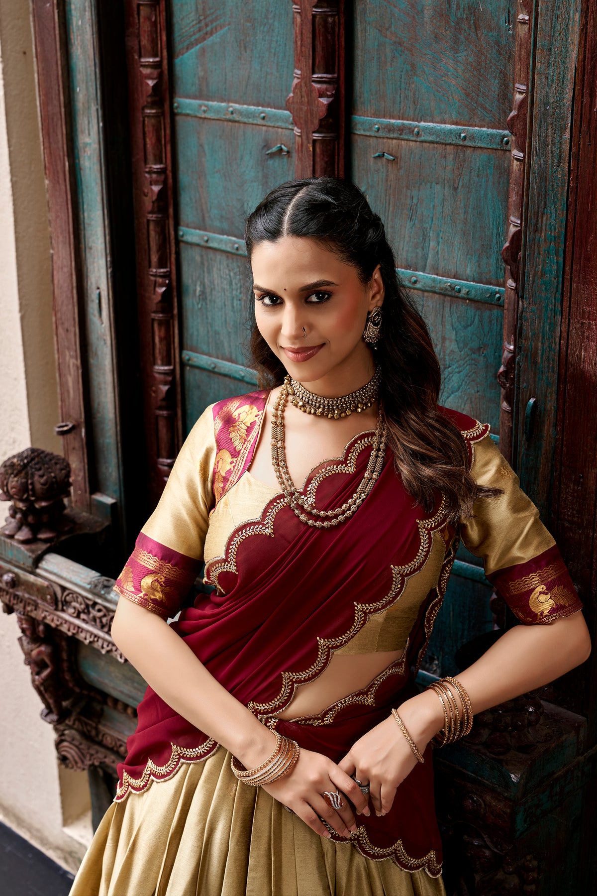 Cotton Silk Zari Weaving Lehenga With Dupatta