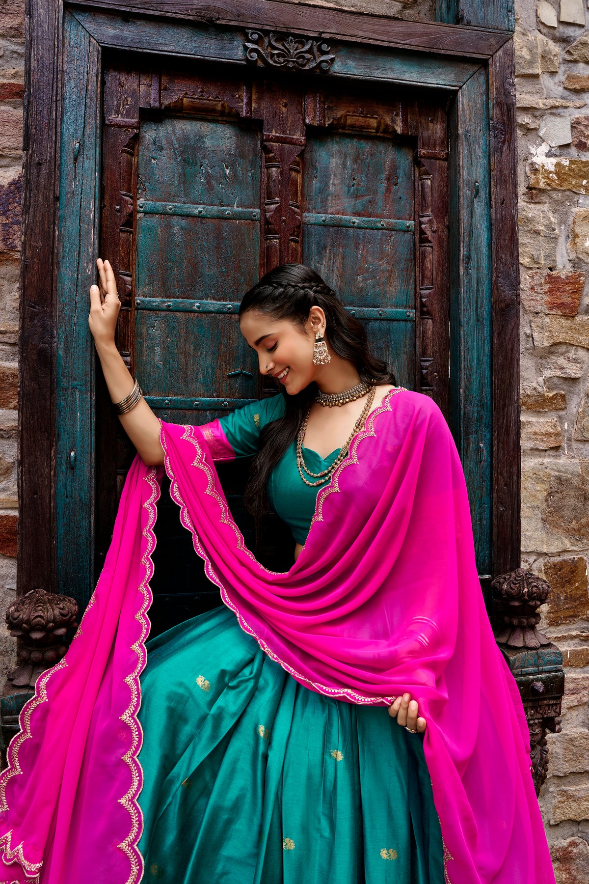 Cotton Silk Zari Weaving Lehenga With Dupatta