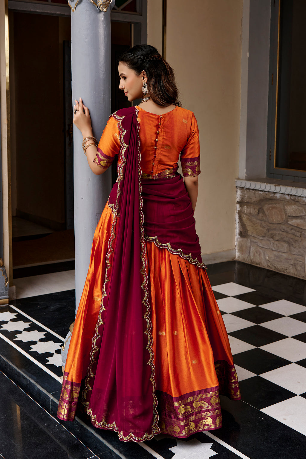 Cotton Silk Zari Weaving Lehenga With Dupatta