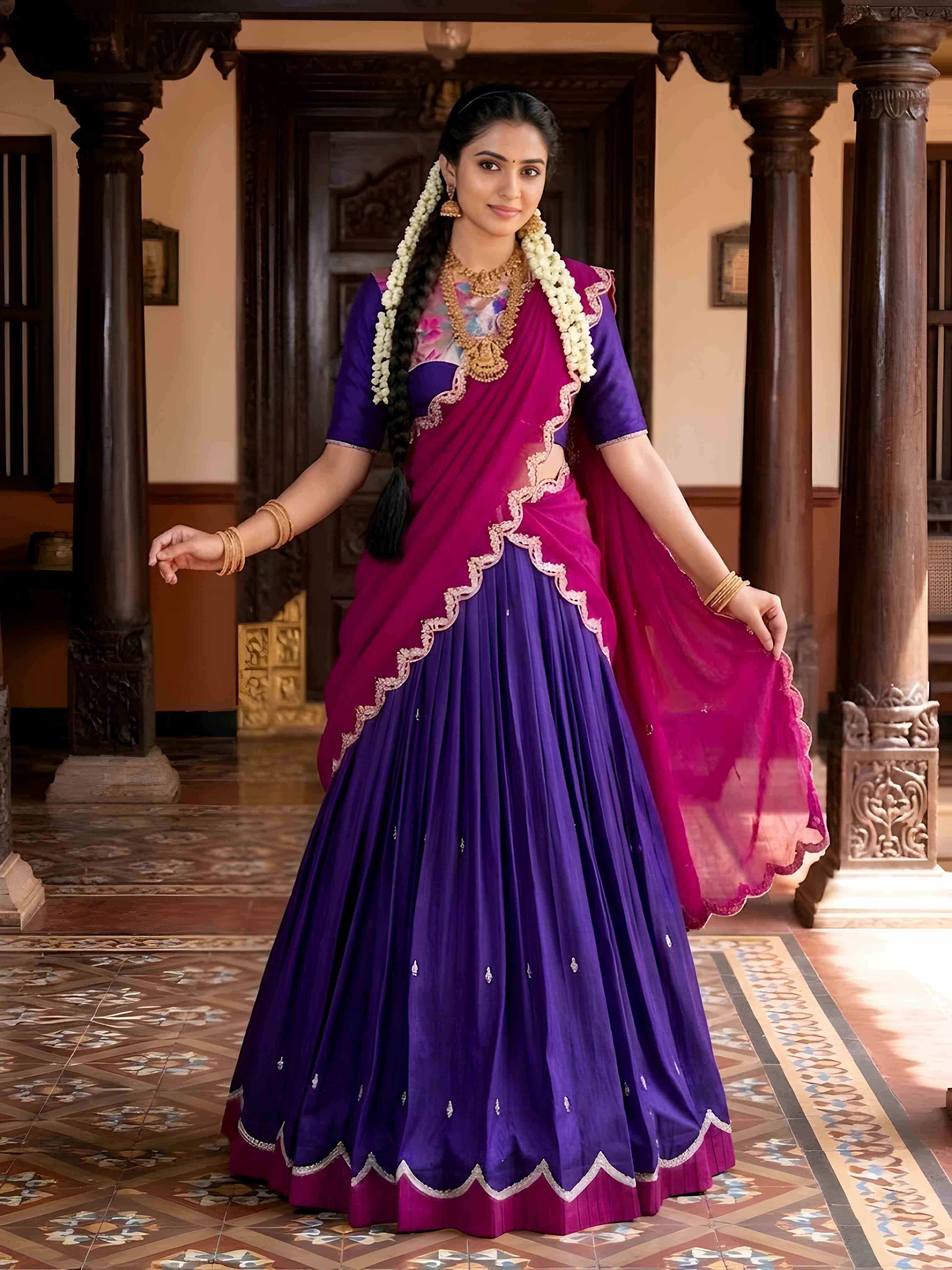 Naysha Thread Embroidered Zari Weaving Lehenga With Dupatta