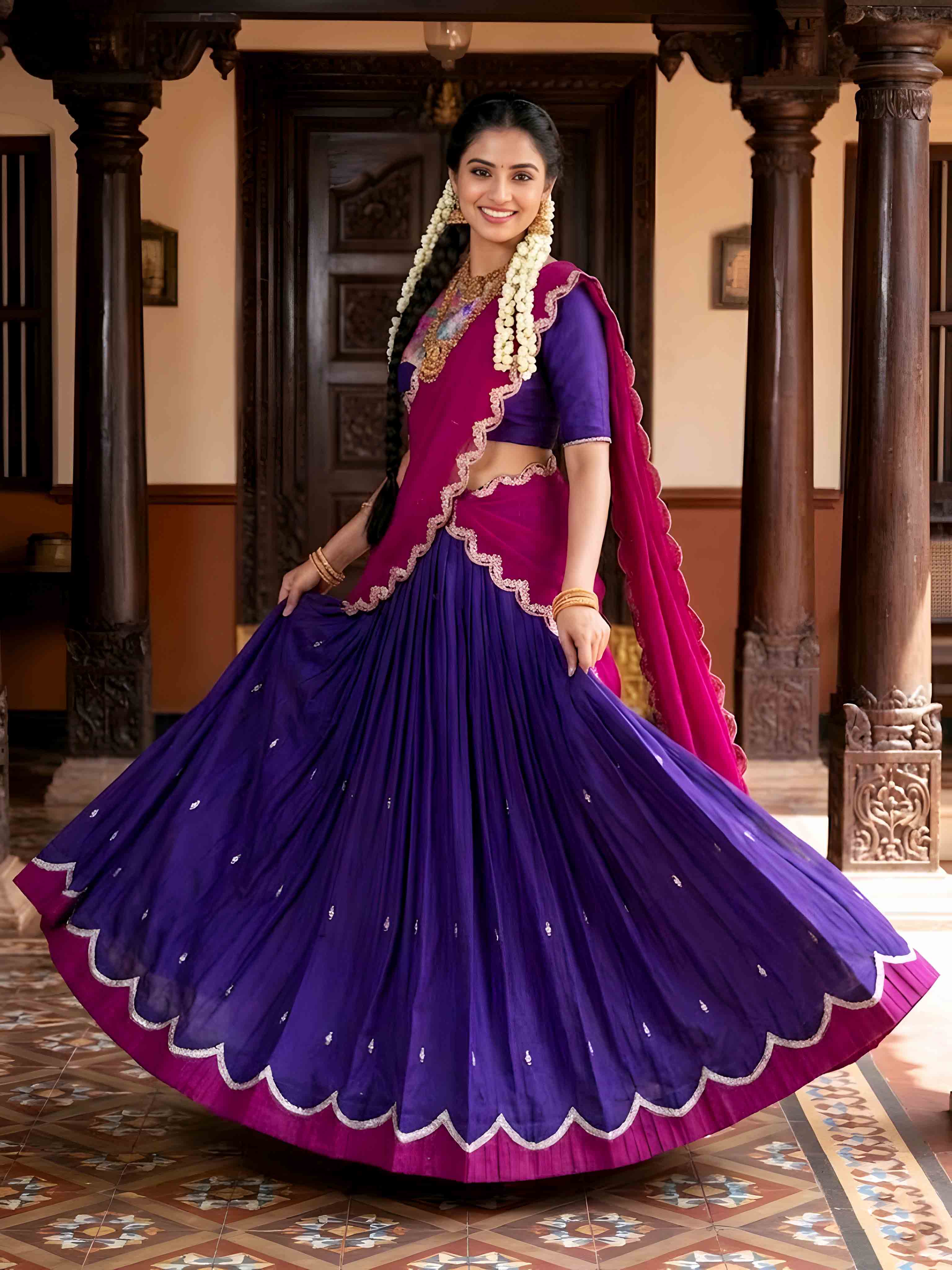 Naysha Thread Embroidered Zari Weaving Lehenga With Dupatta
