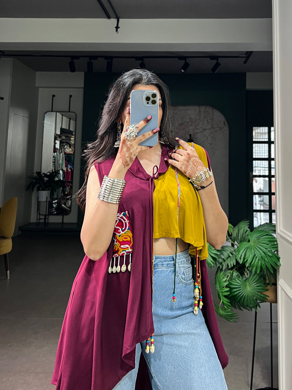 Rayon Gamthi Work Navratri Top