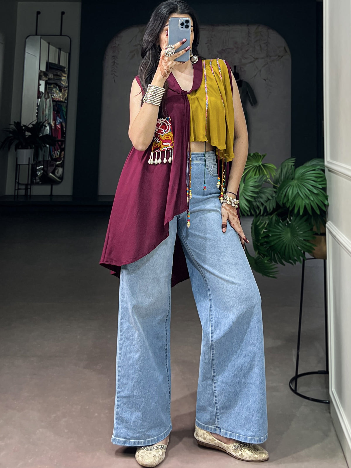 Rayon Gamthi Work Navratri Top