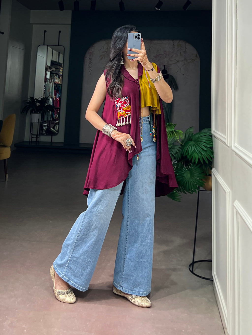 Rayon Gamthi Work Navratri Top