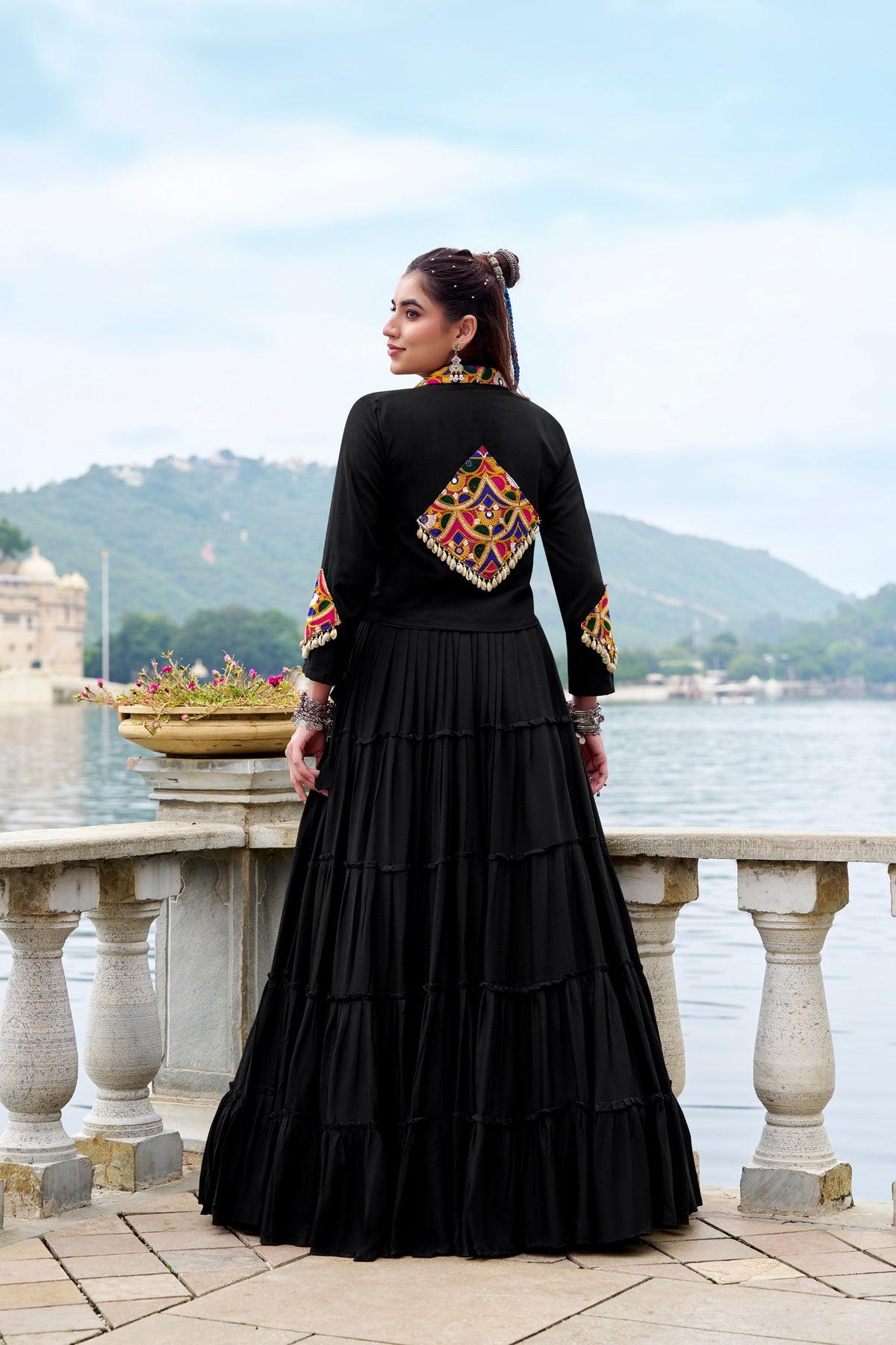 Pure Rayon Gamthi Work Navratri Lehenga With Koti