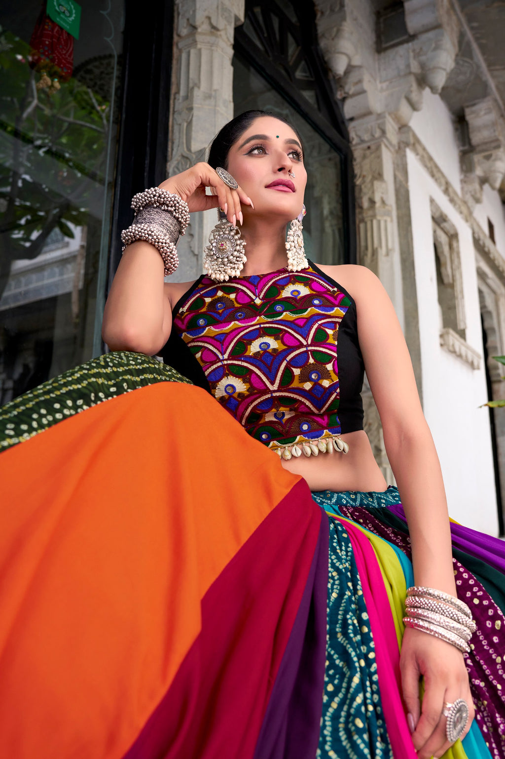 Pure Rayon Mirror Work Navratri Lehenga