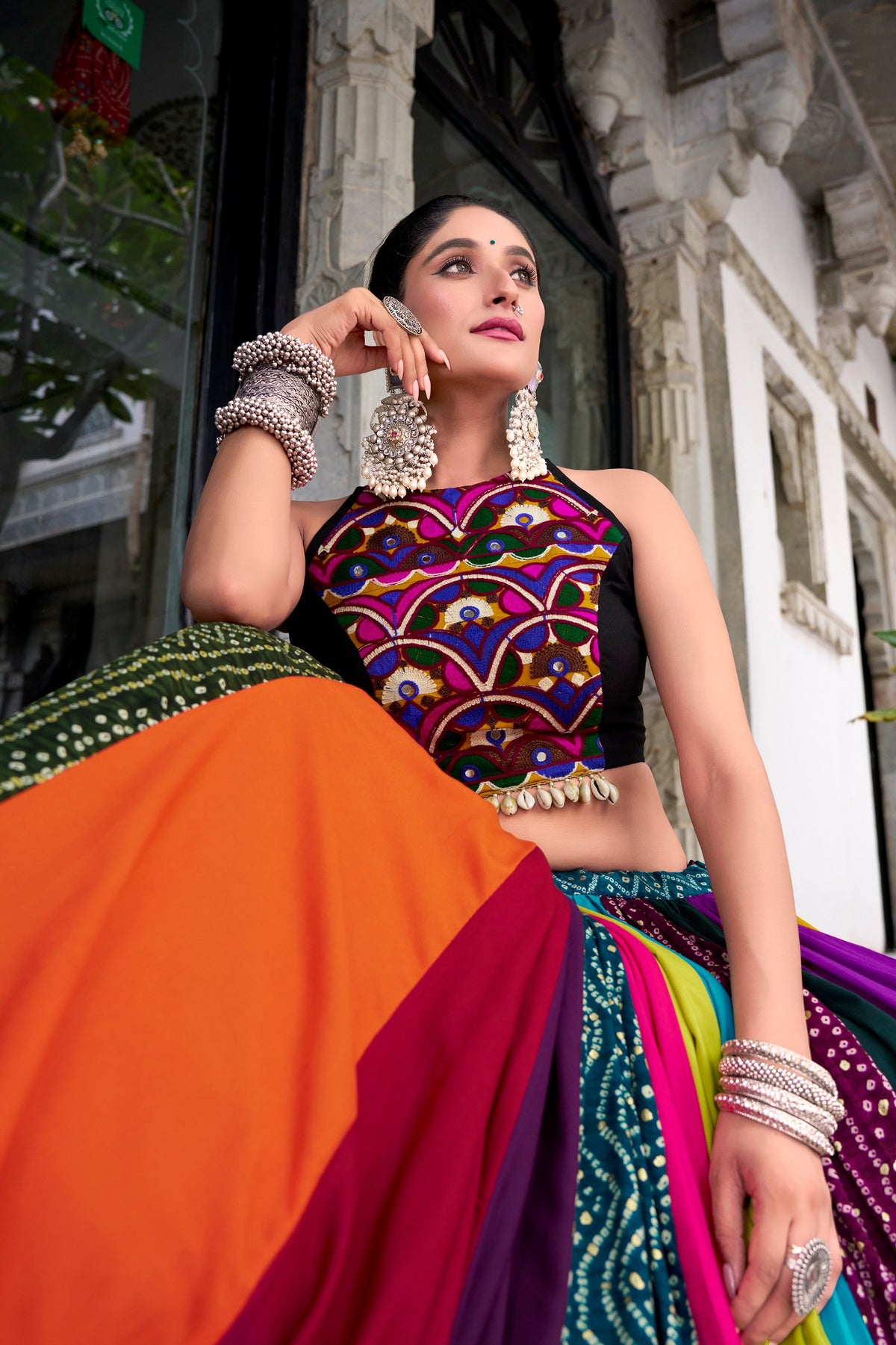 Pure Rayon Mirror Work Navratri Lehenga