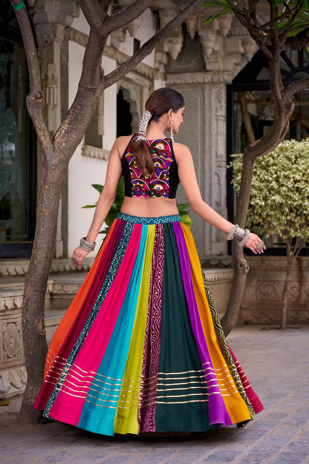 Pure Rayon Mirror Work Navratri Lehenga