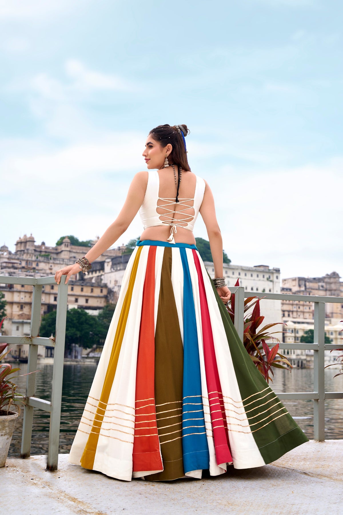 Pure Rayon Mirror Work Navratri Lehenga