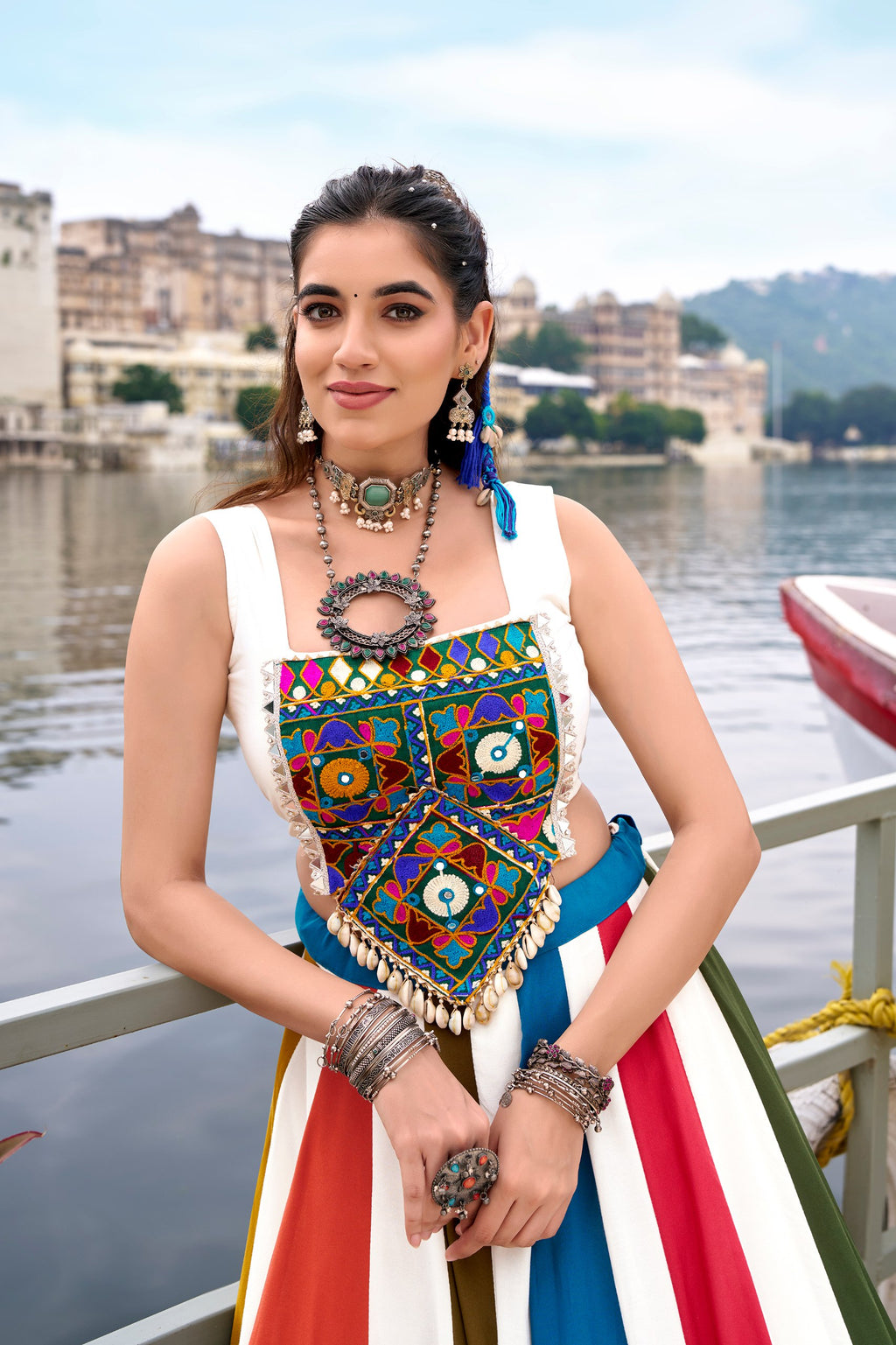 Pure Rayon Mirror Work Navratri Lehenga