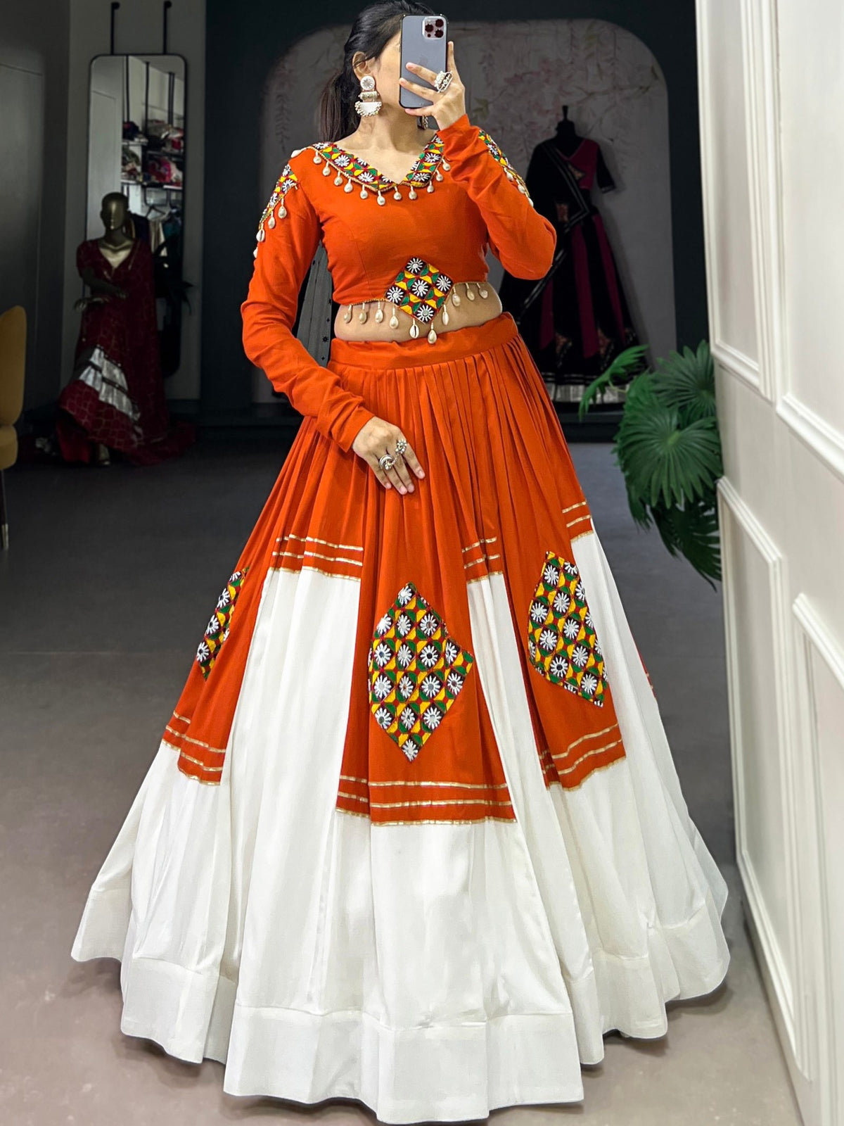 Pure Rayon Gamthi Work Navratri Lehenga