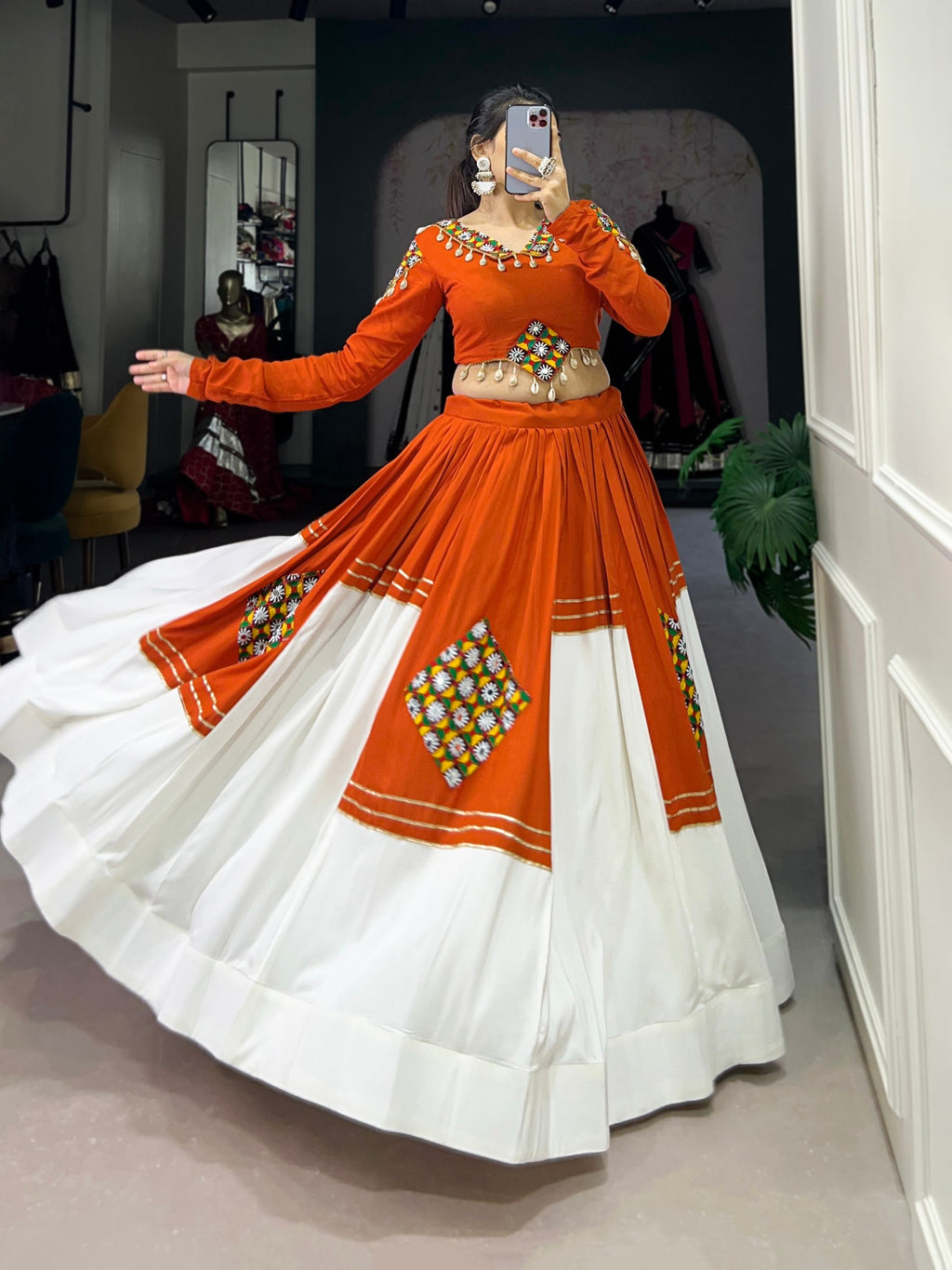 Pure Rayon Gamthi Work Navratri Lehenga
