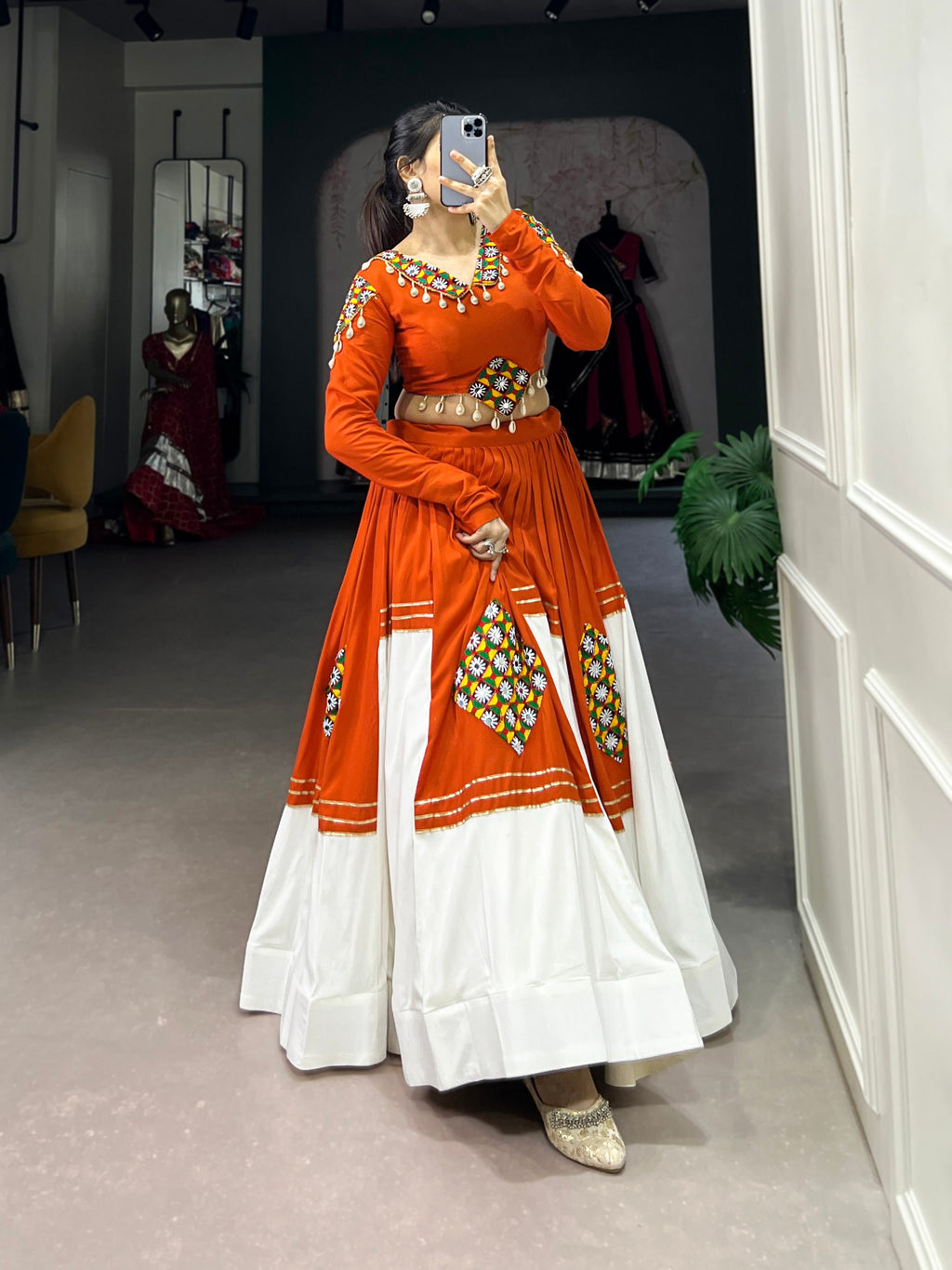 Pure Rayon Gamthi Work Navratri Lehenga