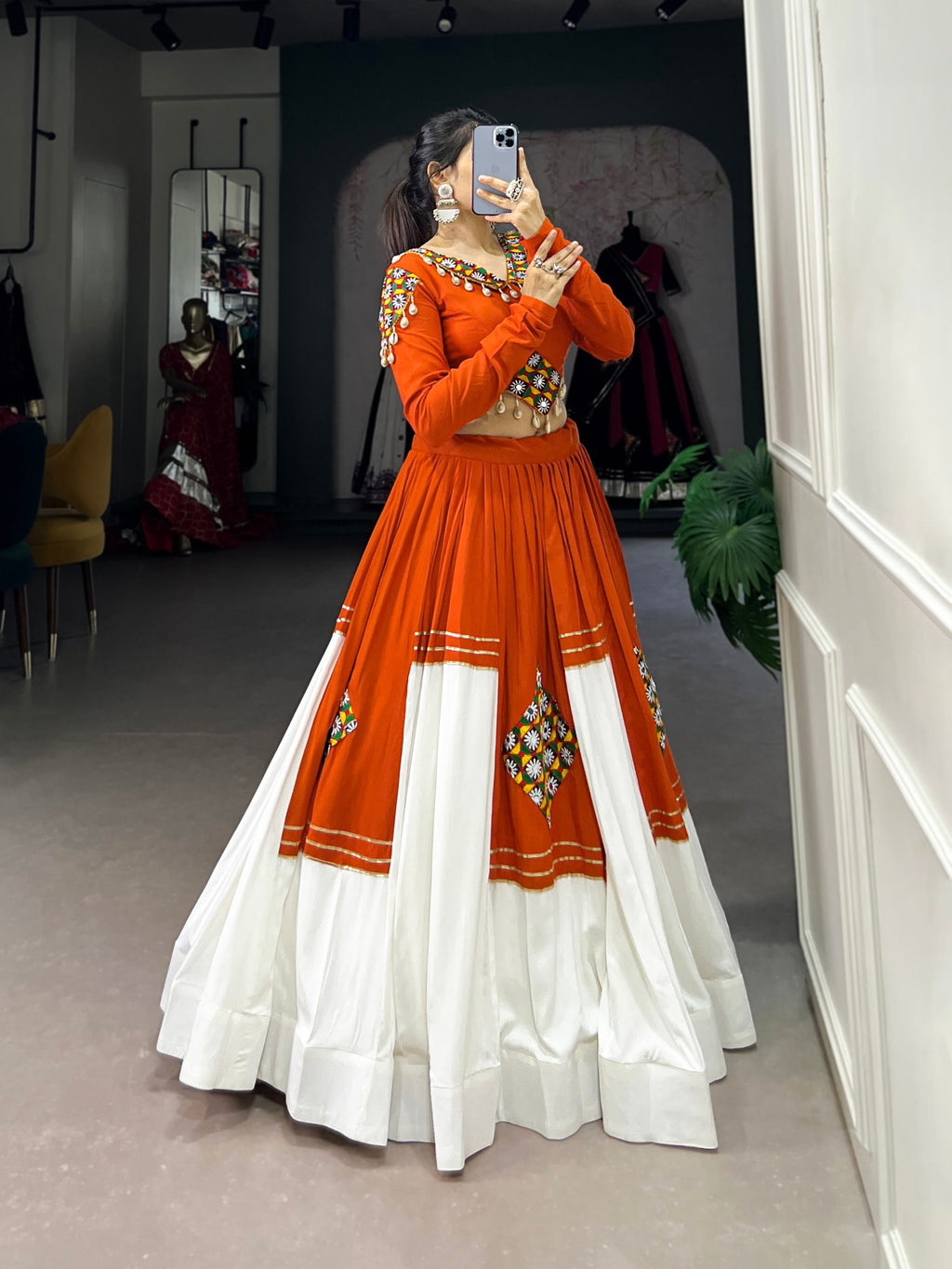 Pure Rayon Gamthi Work Navratri Lehenga