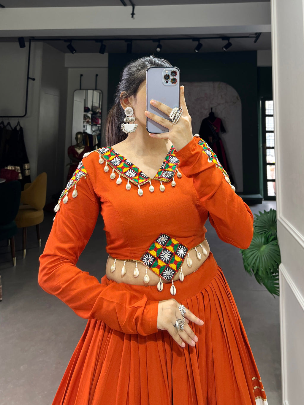 Pure Rayon Gamthi Work Navratri Lehenga