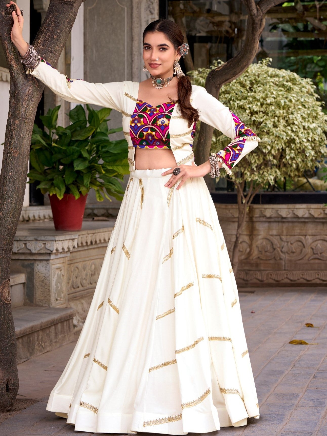 Pure Rayon Gamthi Work Navratri Lehenga