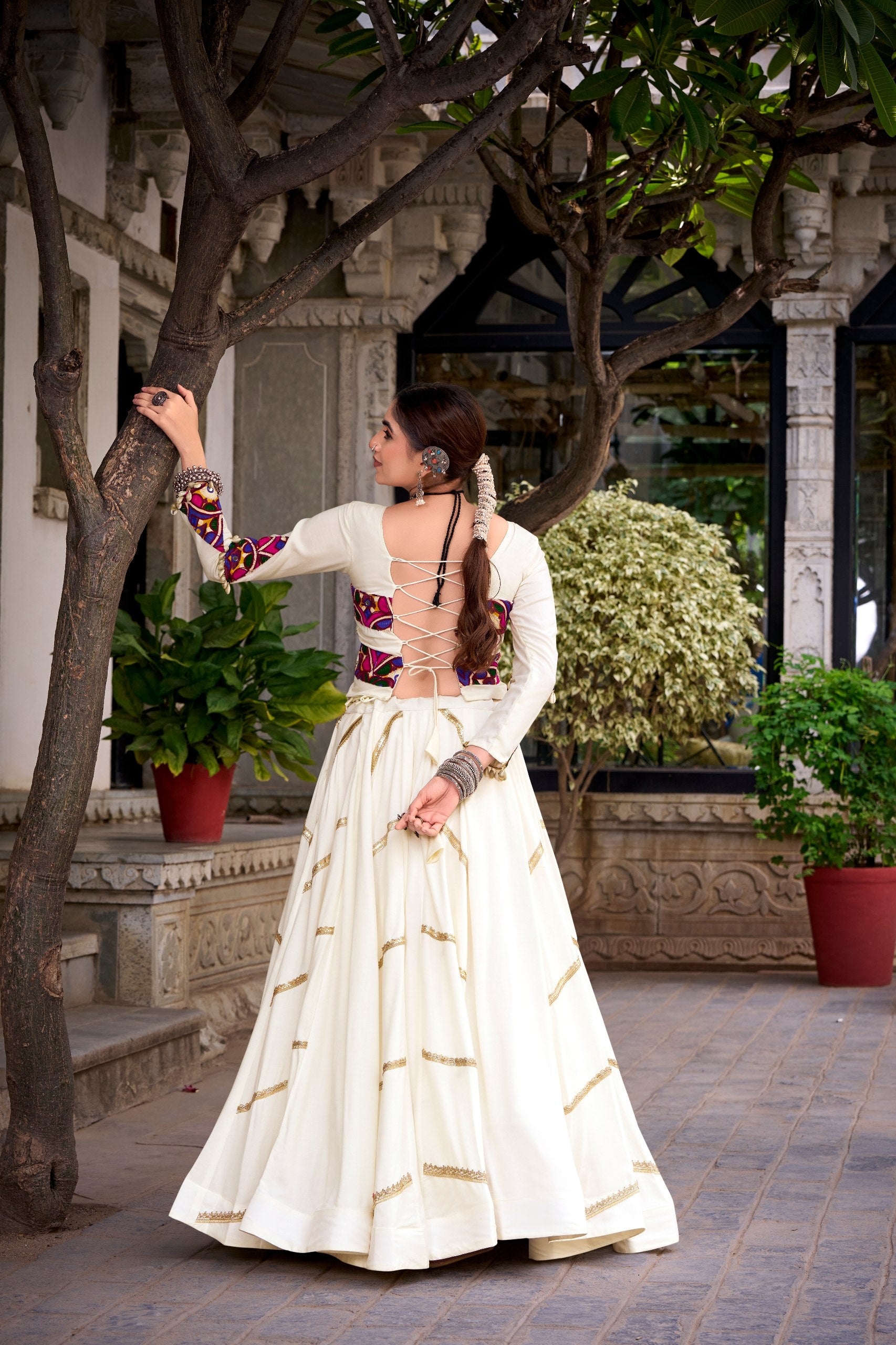 Pure Rayon Gamthi Work Navratri Lehenga