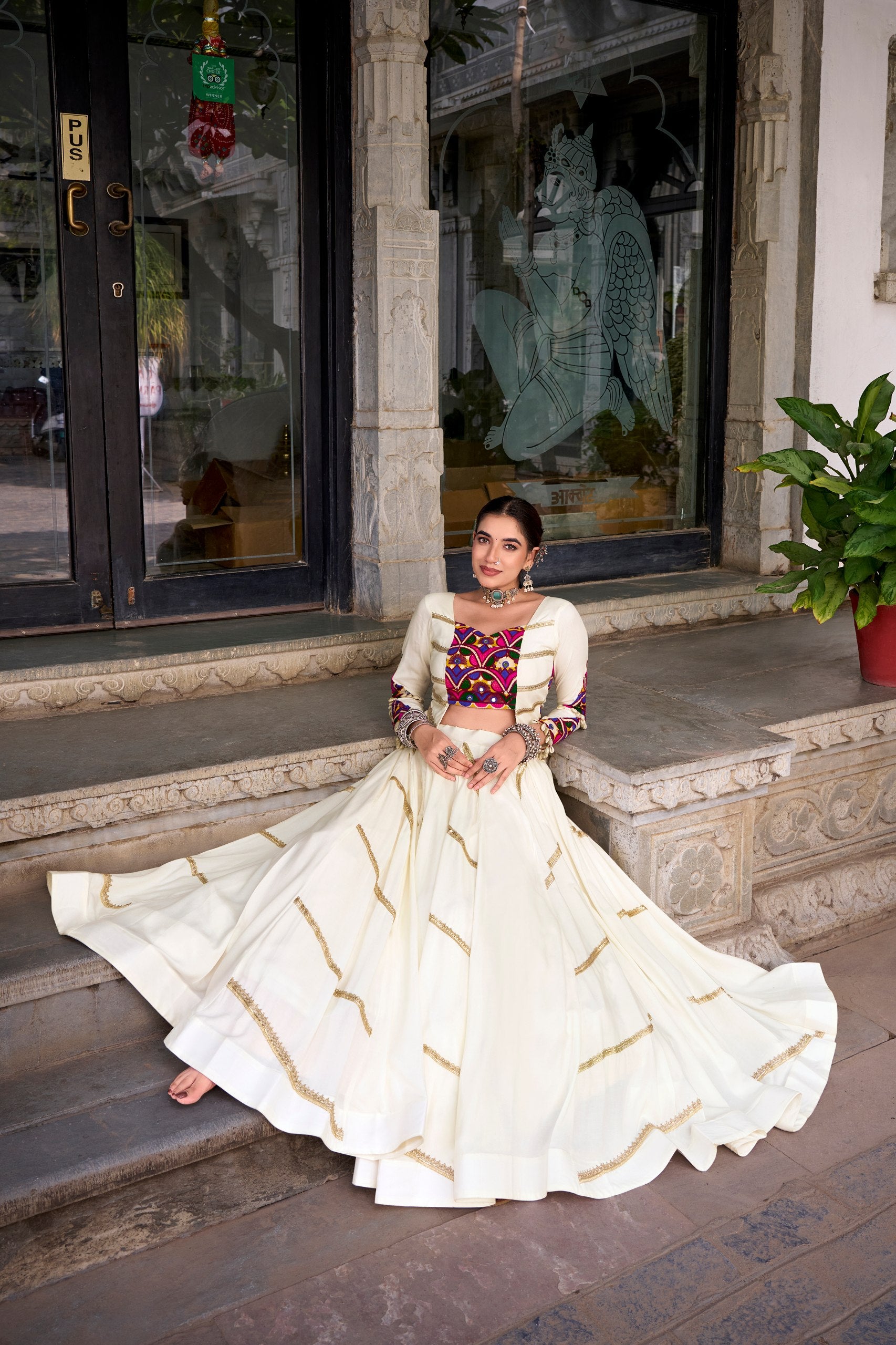 Pure Rayon Gamthi Work Navratri Lehenga