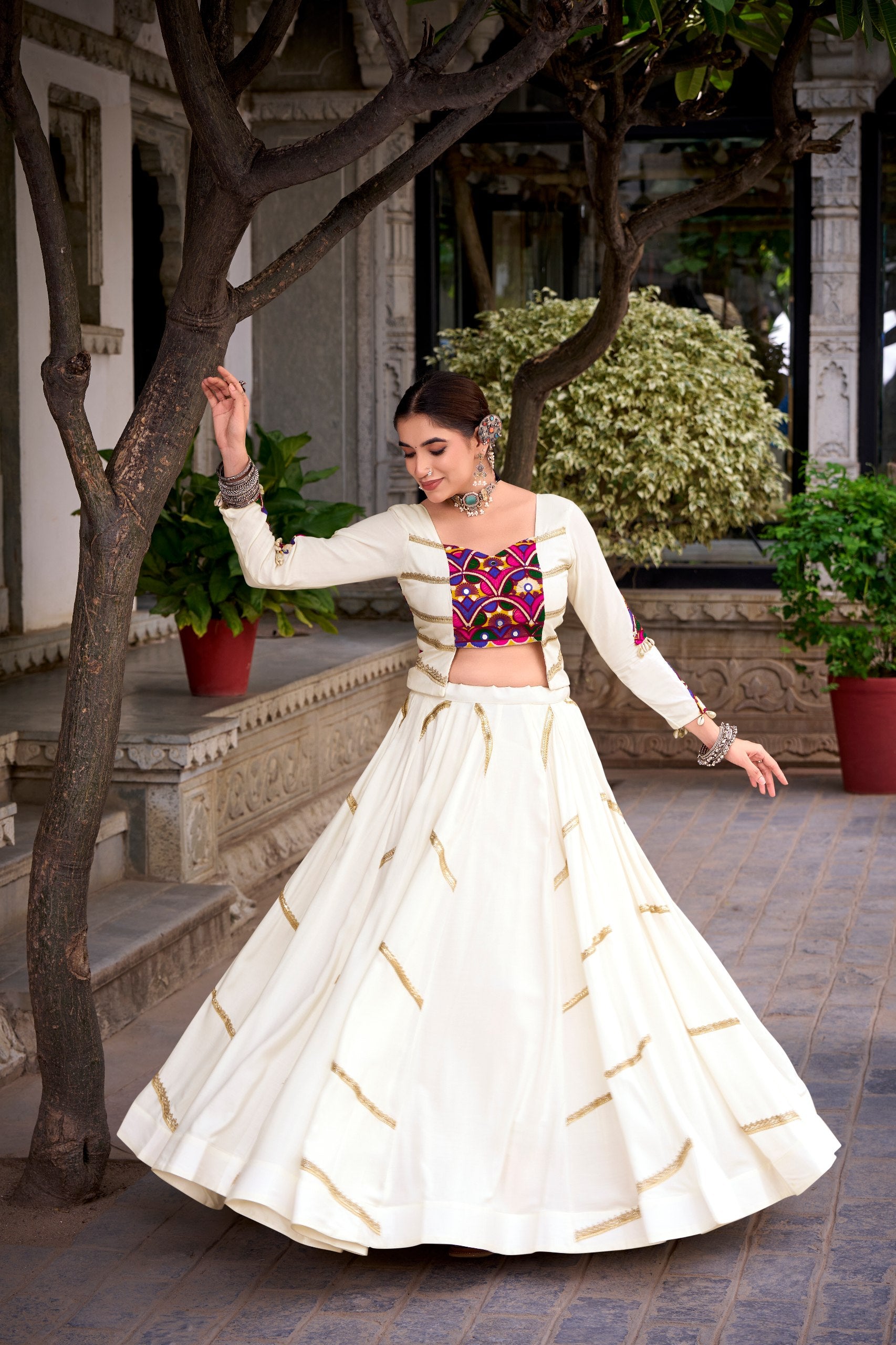 Pure Rayon Gamthi Work Navratri Lehenga