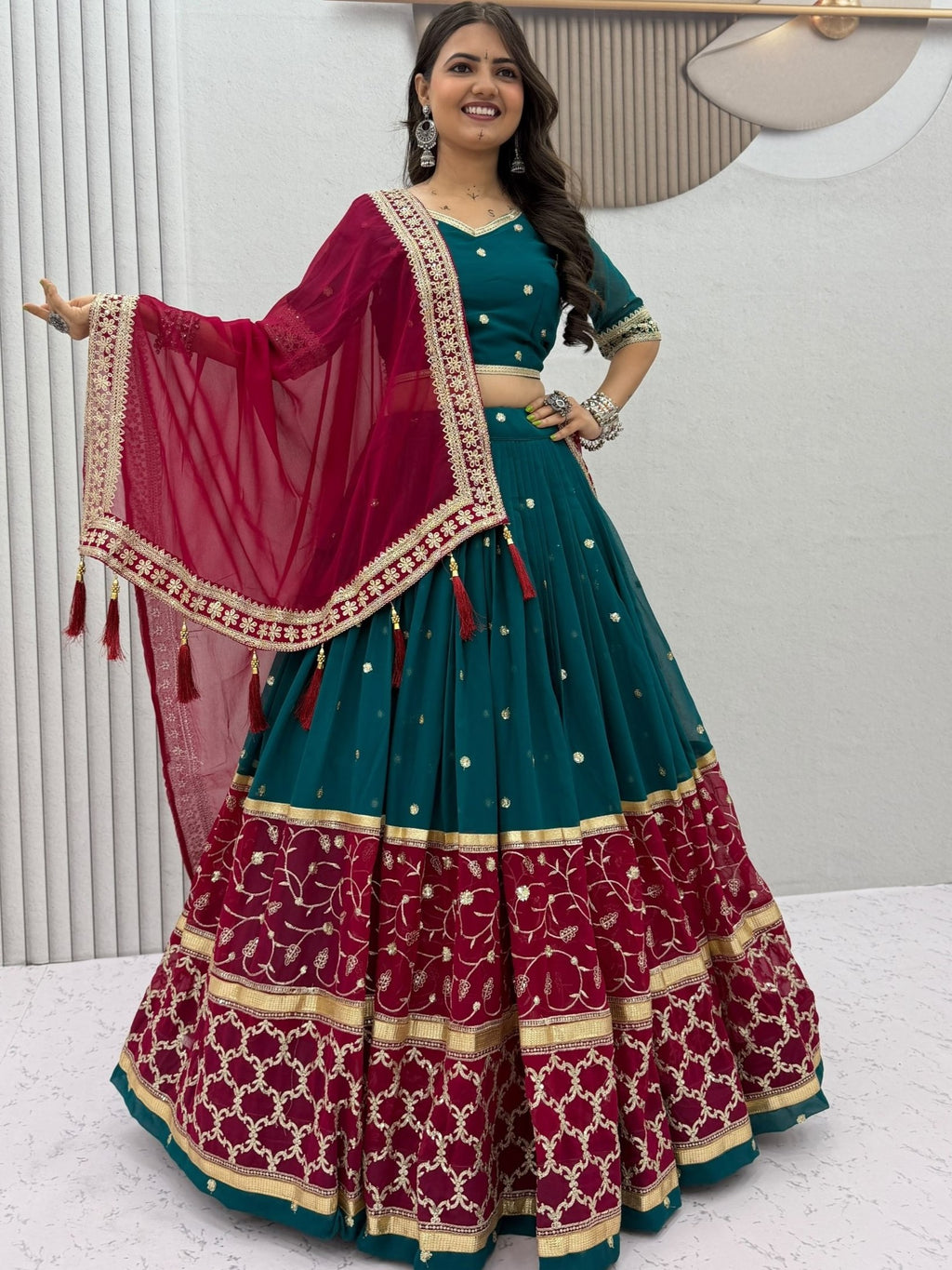 Georgette Embroidered Navratri Lehenga With Dupatta