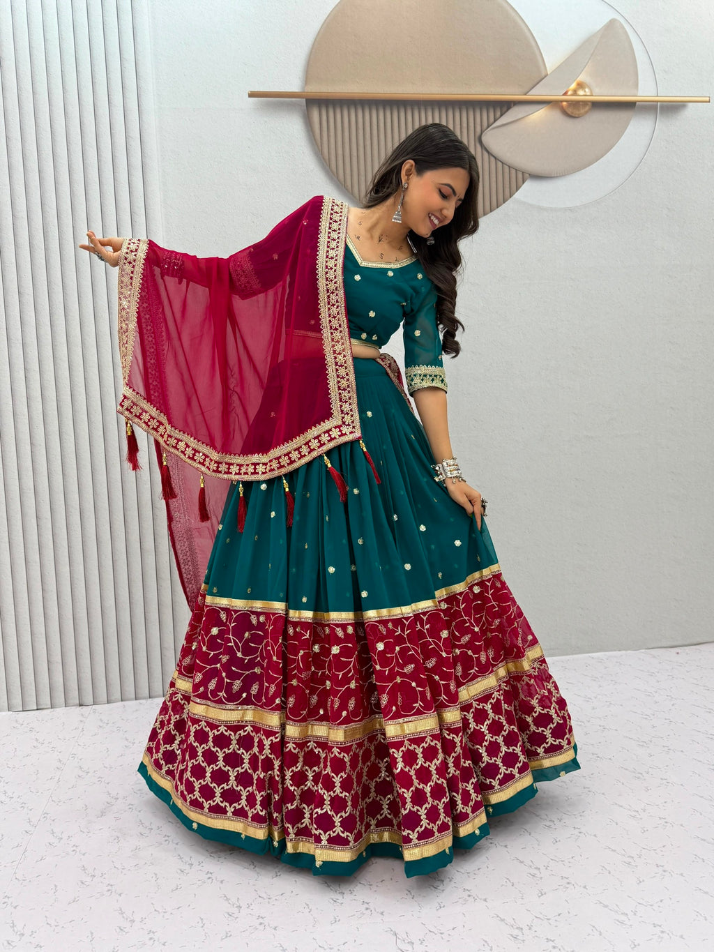 Georgette Embroidered Navratri Lehenga With Dupatta