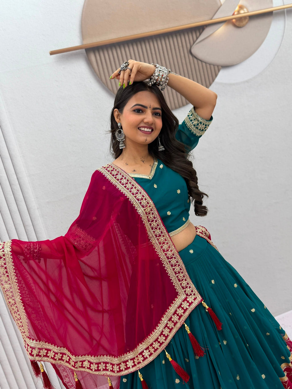Georgette Embroidered Navratri Lehenga With Dupatta