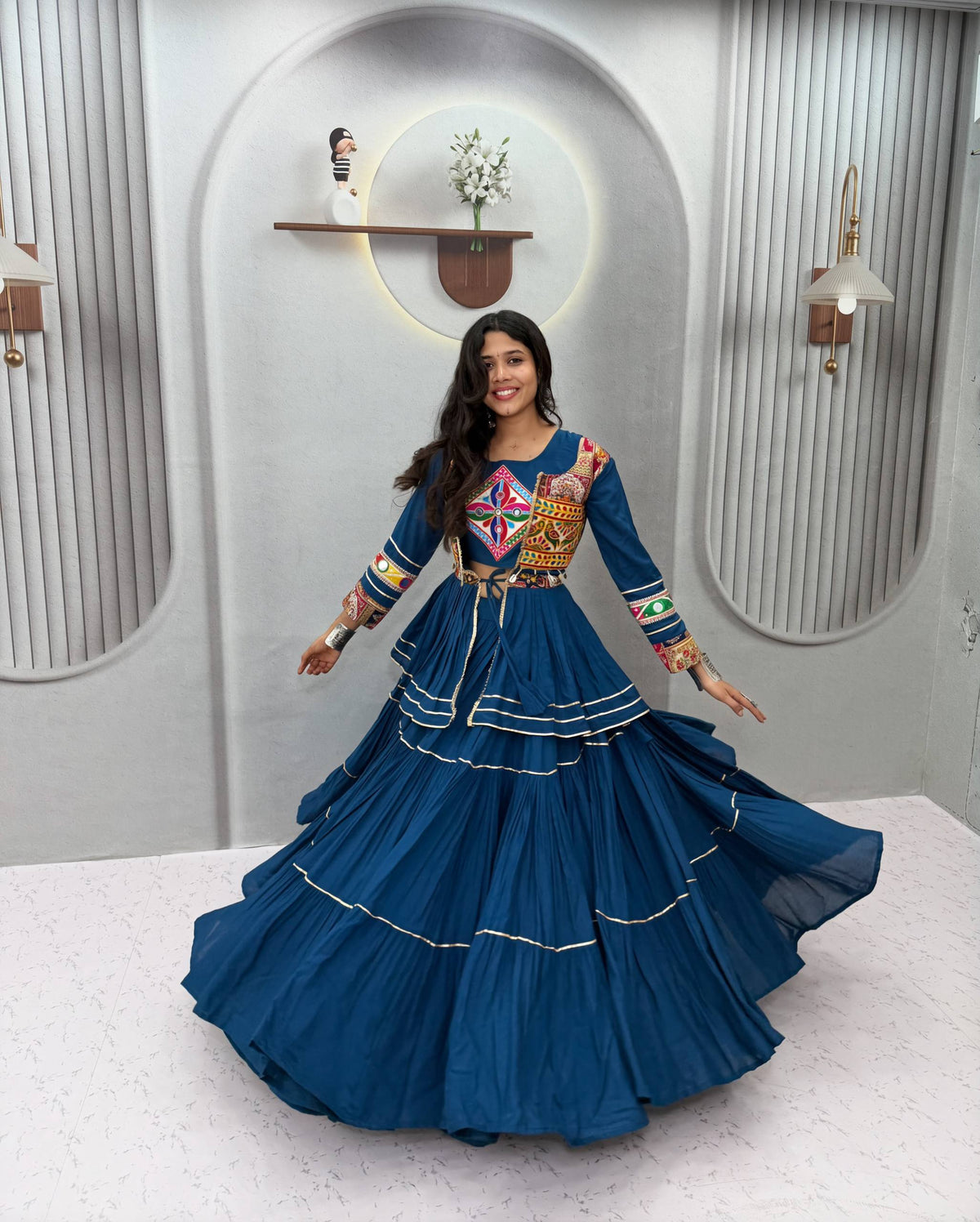 Pure Cotton Navratri Lehenga With Koti