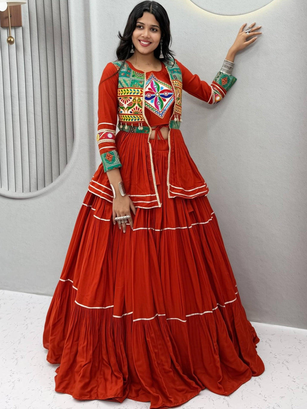 Pure Cotton Navratri Lehenga With Koti