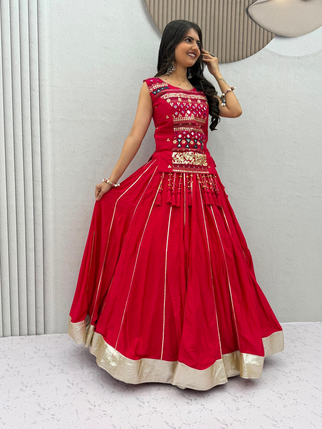Pure Cotton Navratri Lehenga With Fency Blouse